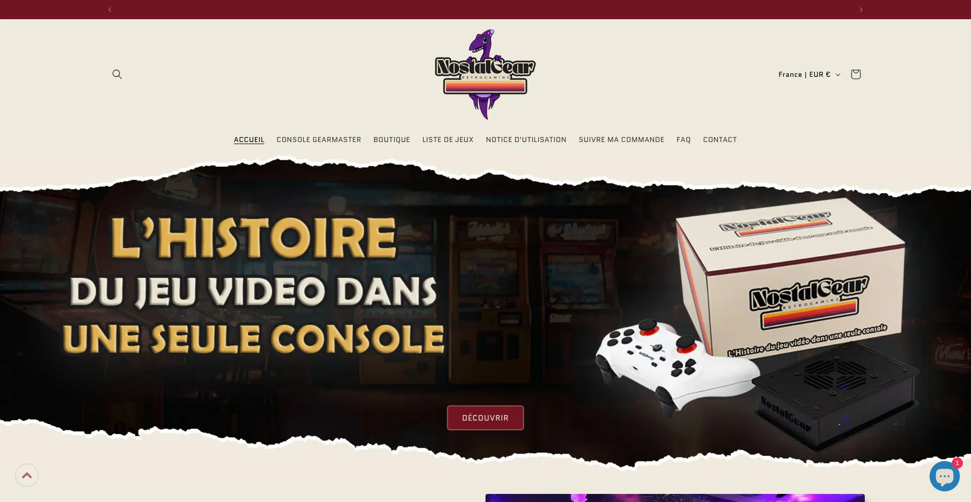 Website screenshot of Nostalgear.fr