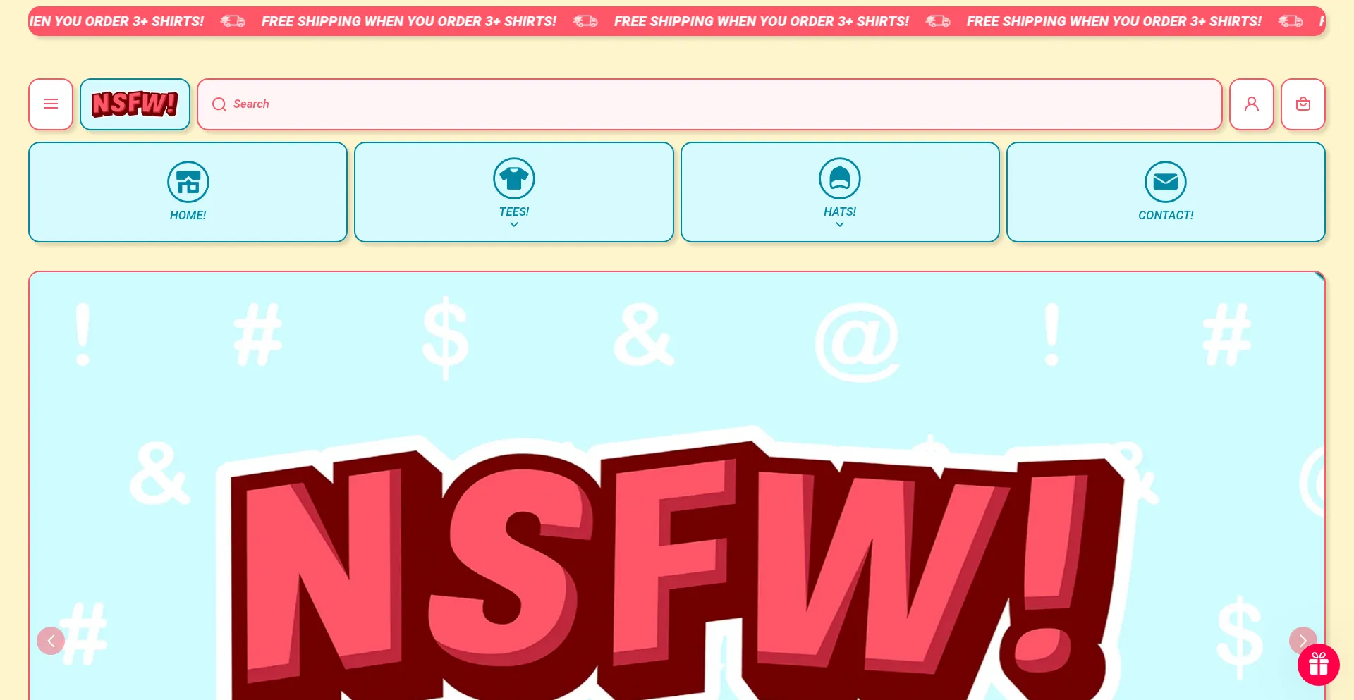 Website screenshot of Notsafeforwear.com