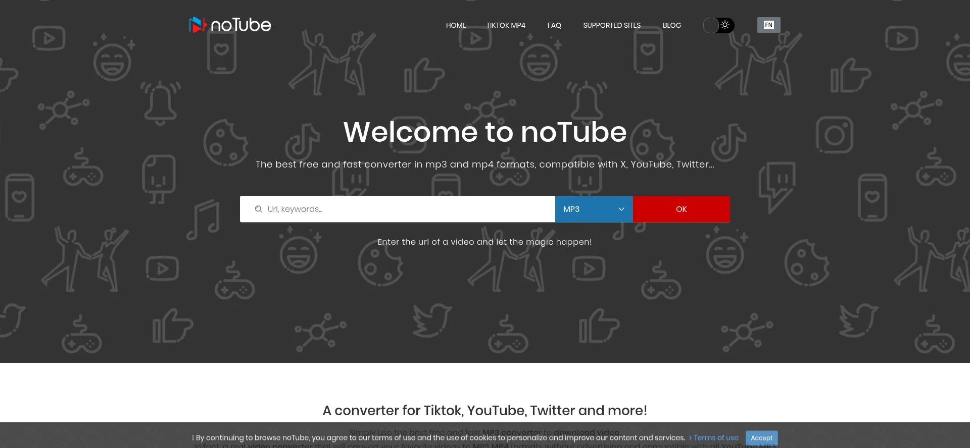 Website screenshot of Notube.net