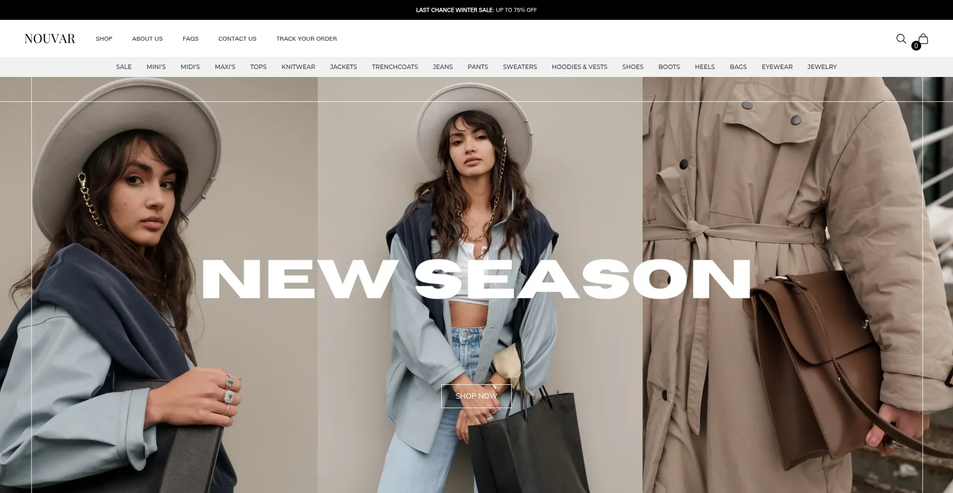 Website screenshot of Nouvar.com