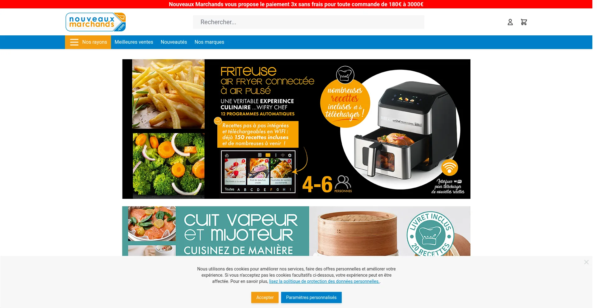 Website screenshot of Nouveauxmarchands.com