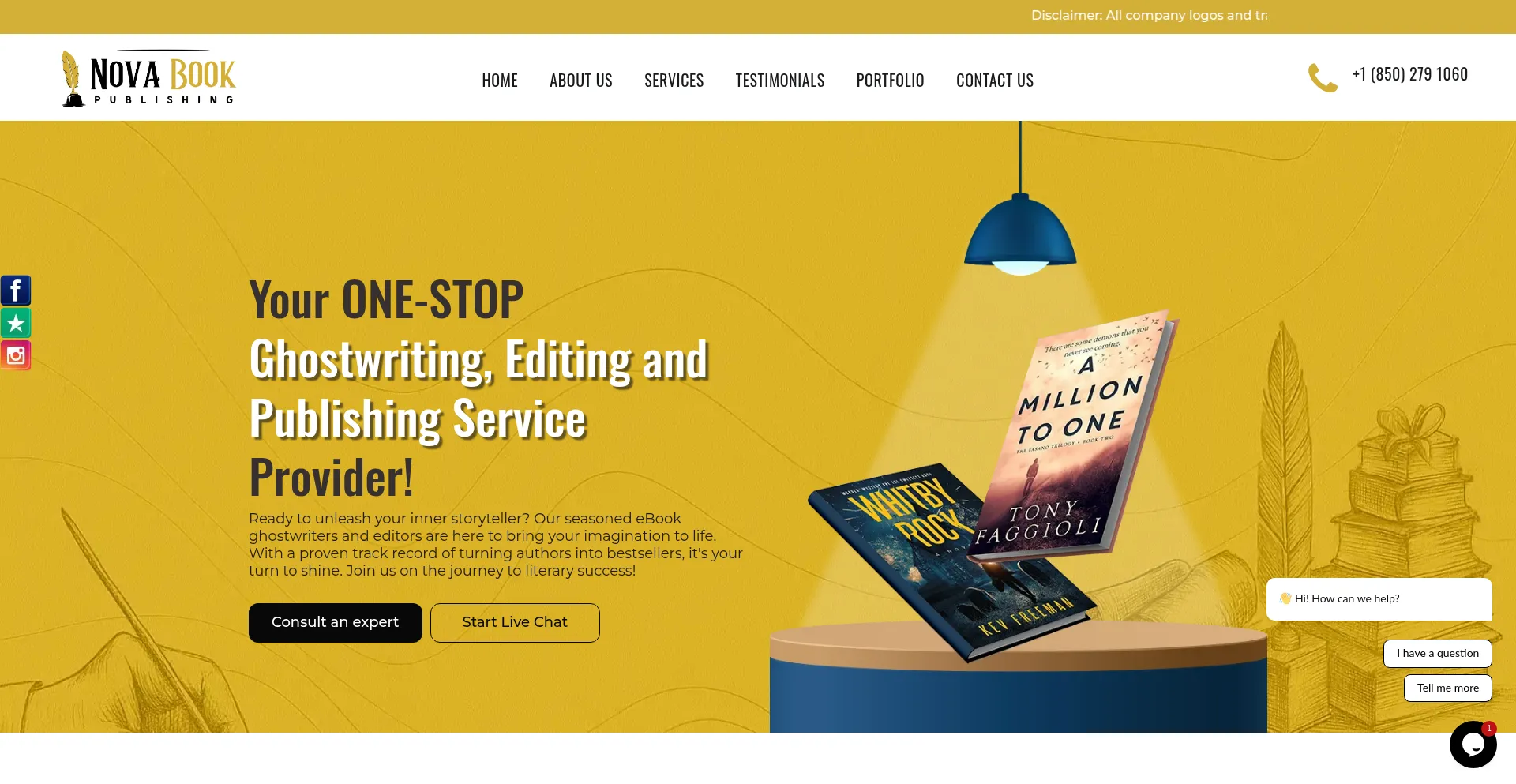 Website screenshot of Novabookpublishing.com
