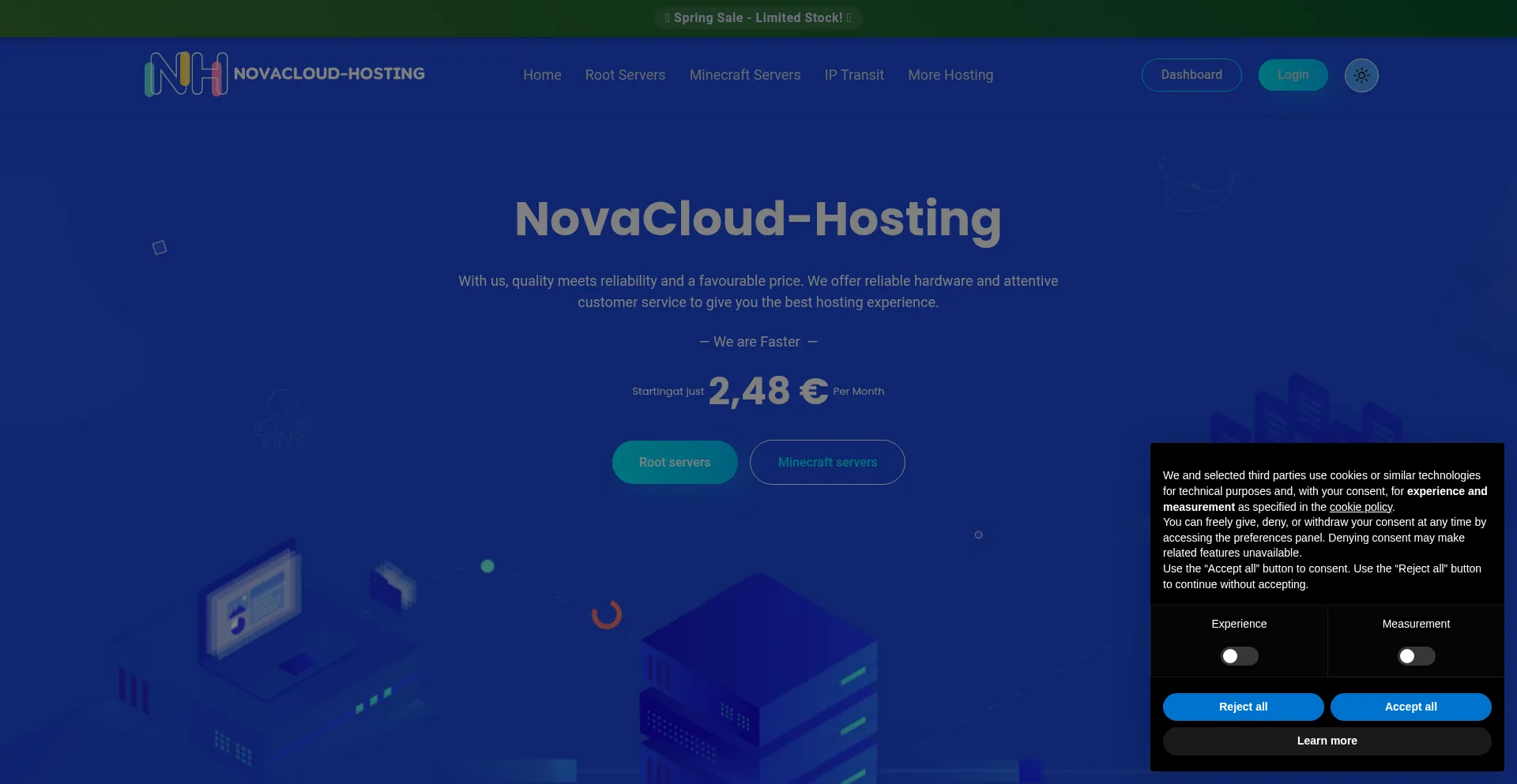 Website screenshot of Novacloud-hosting.com