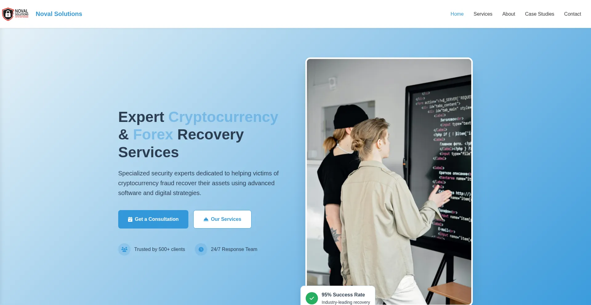 Website screenshot of Novalsols.com