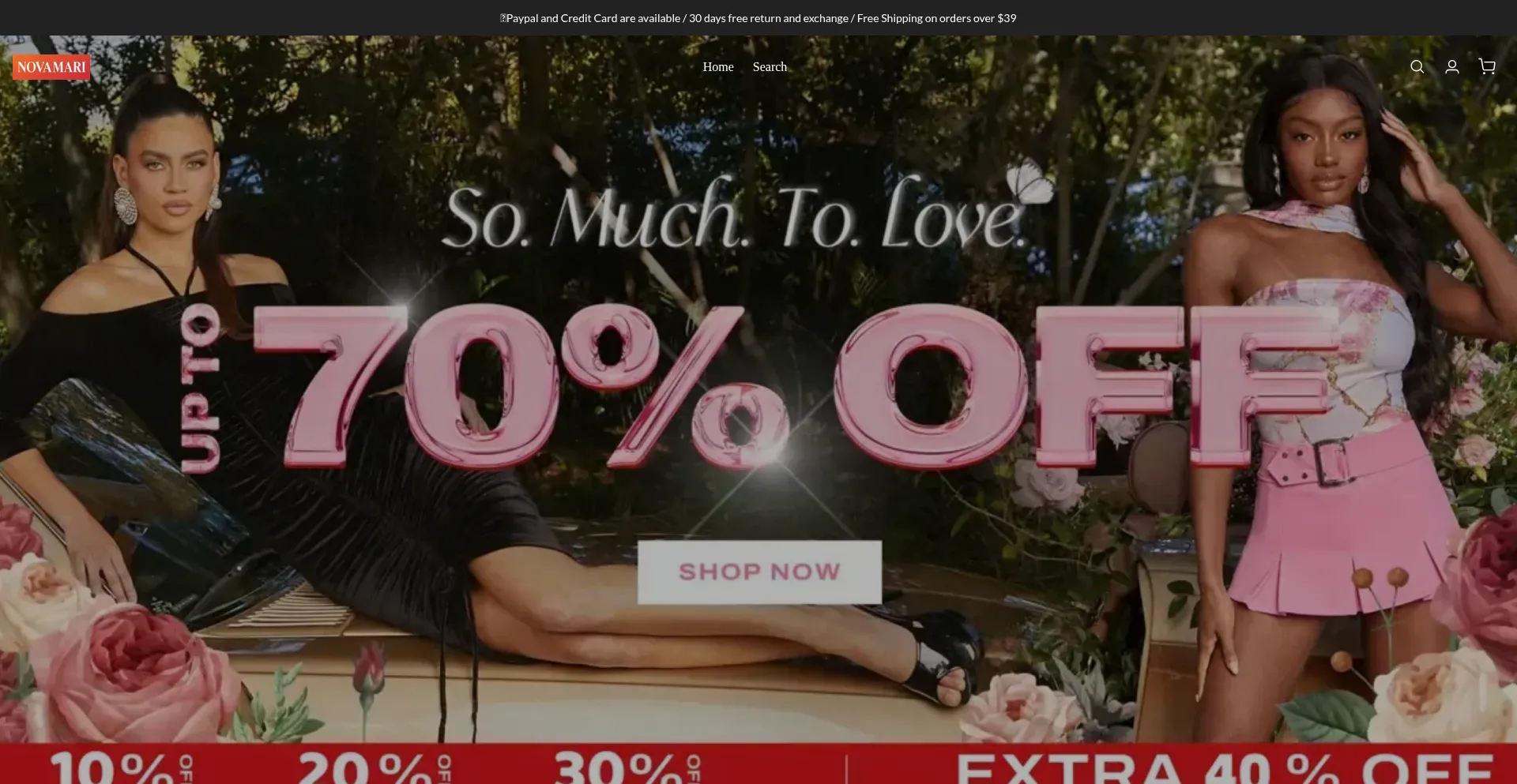 Website screenshot of Novamari.com