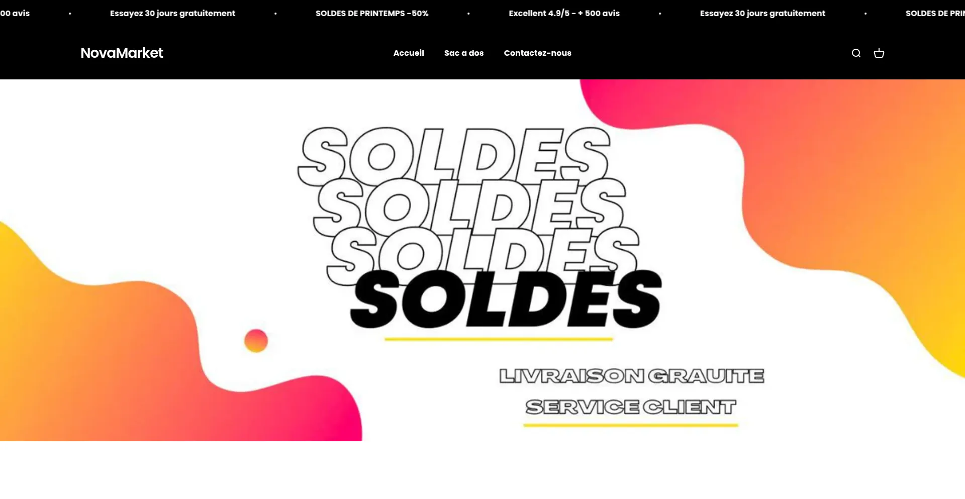 Website screenshot of Novamarketfr.com