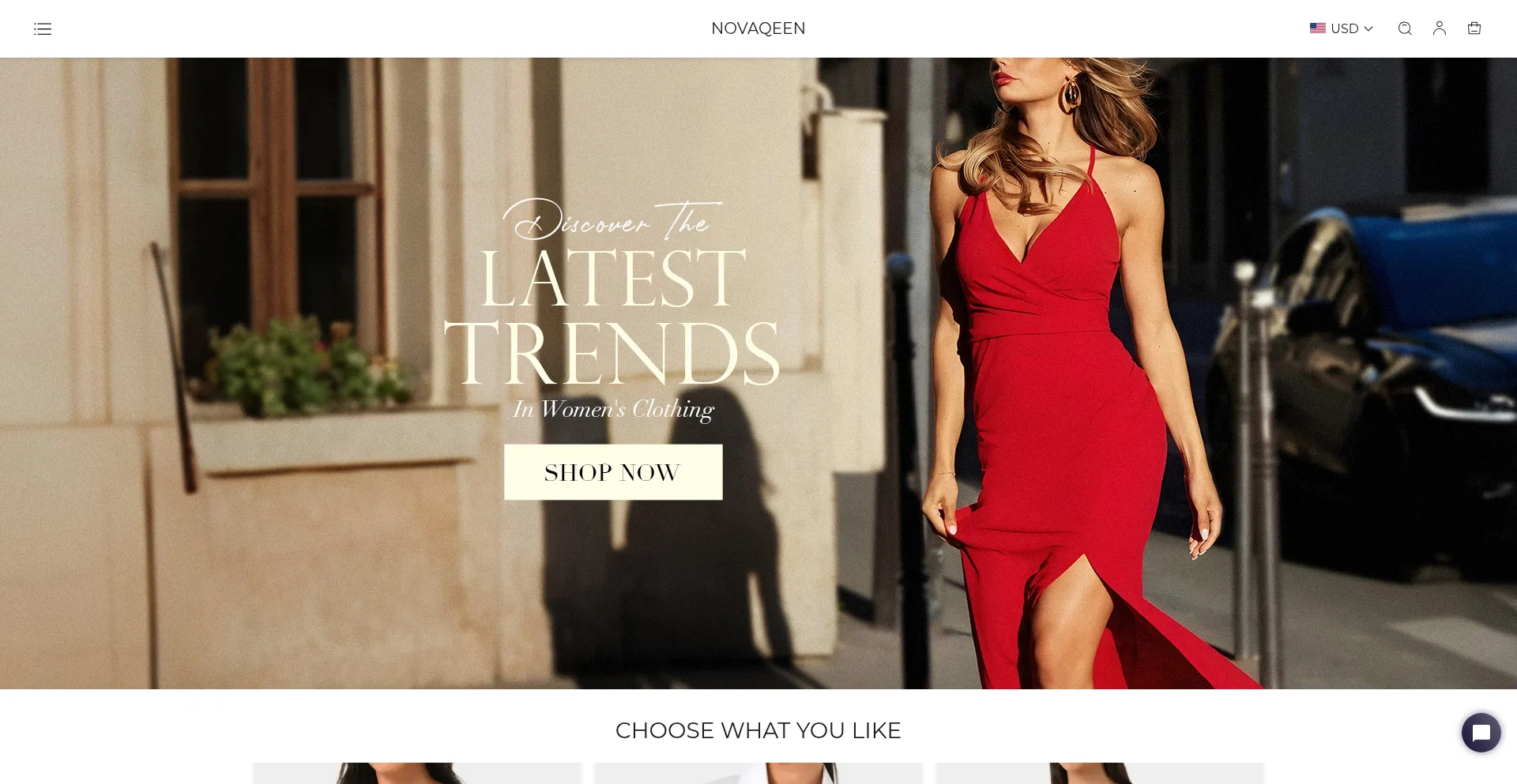 Website screenshot of Novaqeen.com