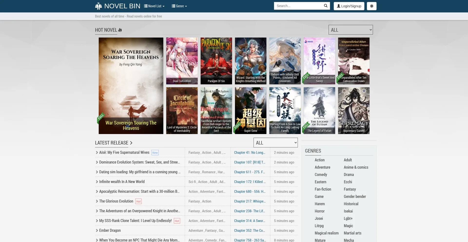 Novelbin.com Screenshot