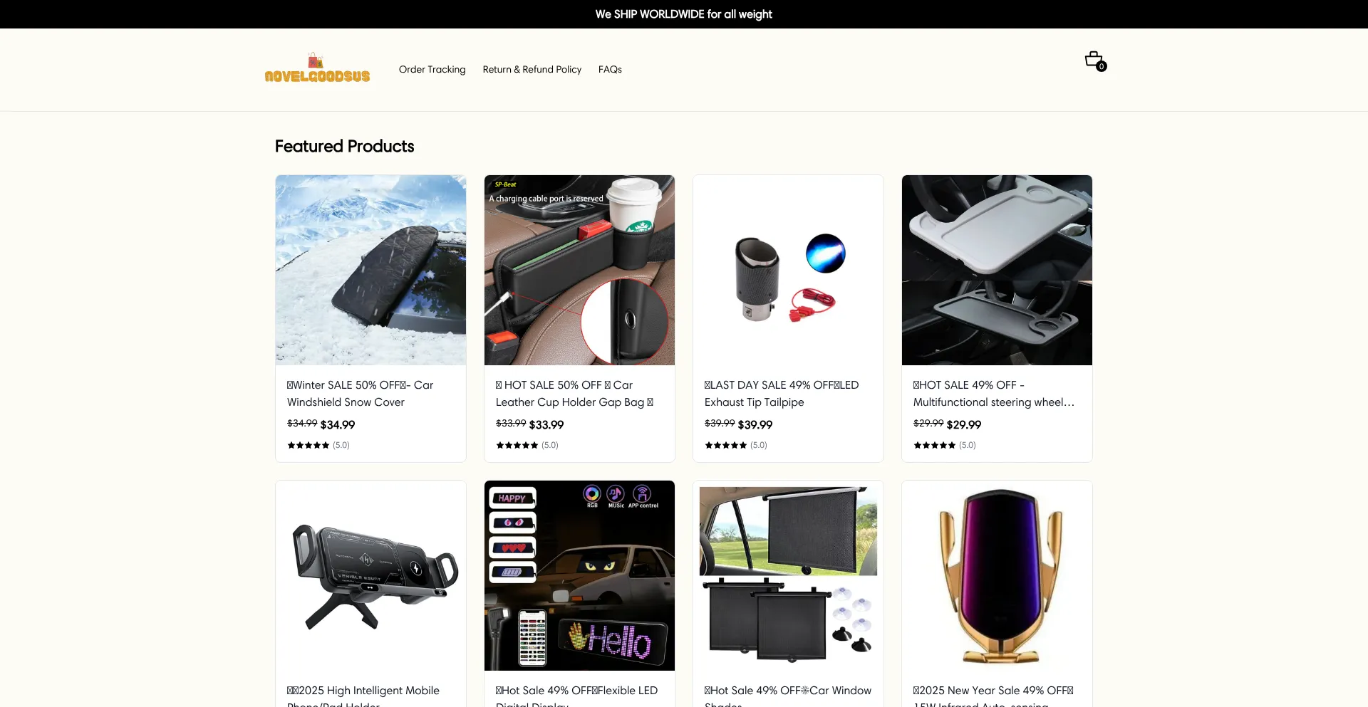 Website screenshot of Novelgoodsus.com