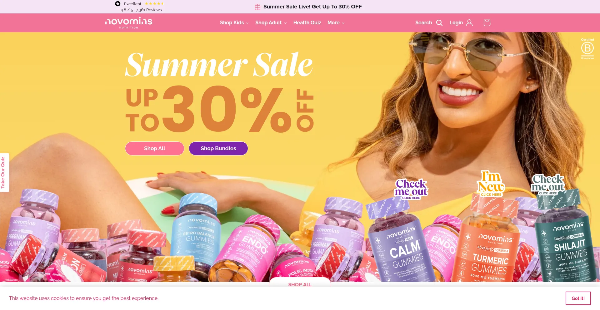 Website screenshot of Novomins.com