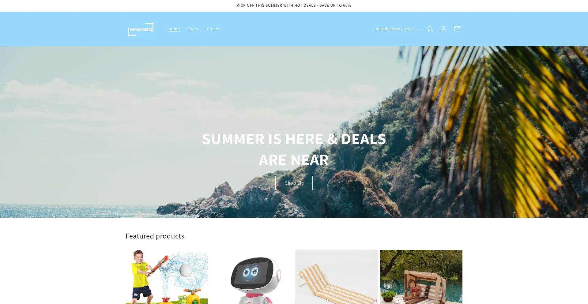 Website screenshot of Novomora.com