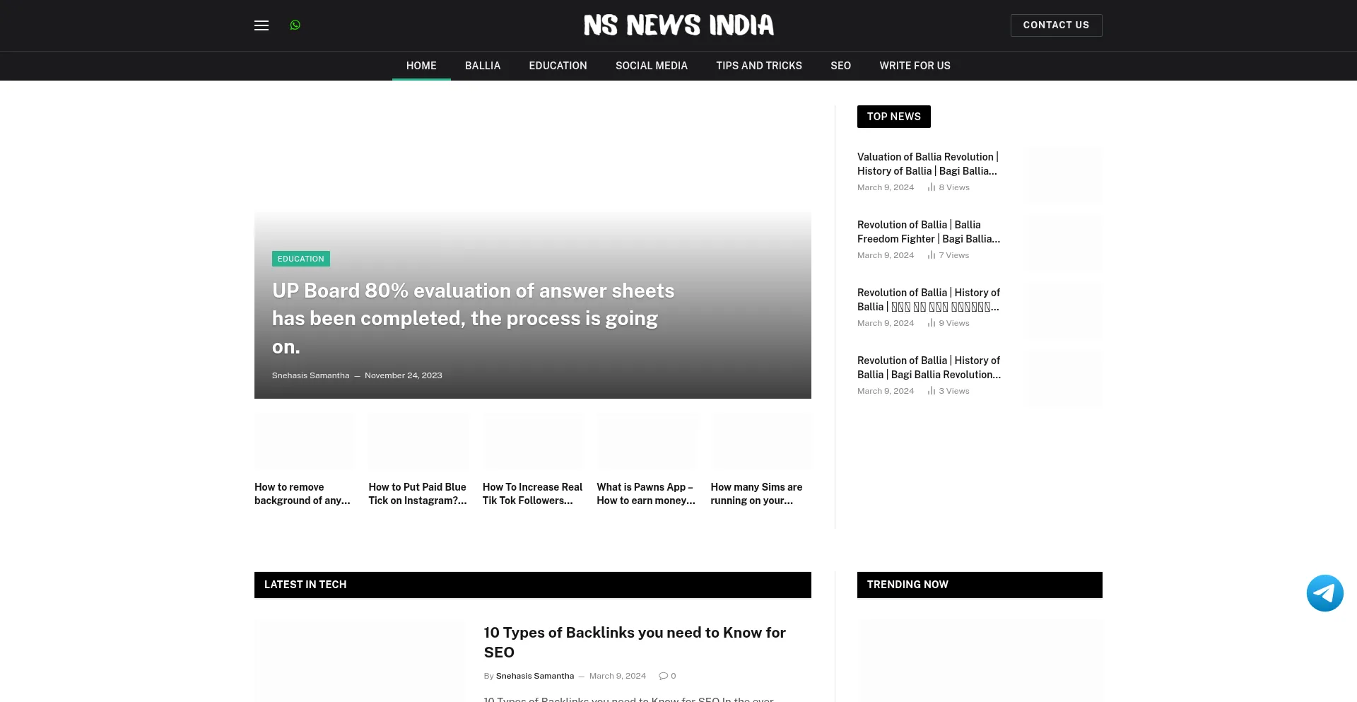 Nsnewsindia.net Screenshot