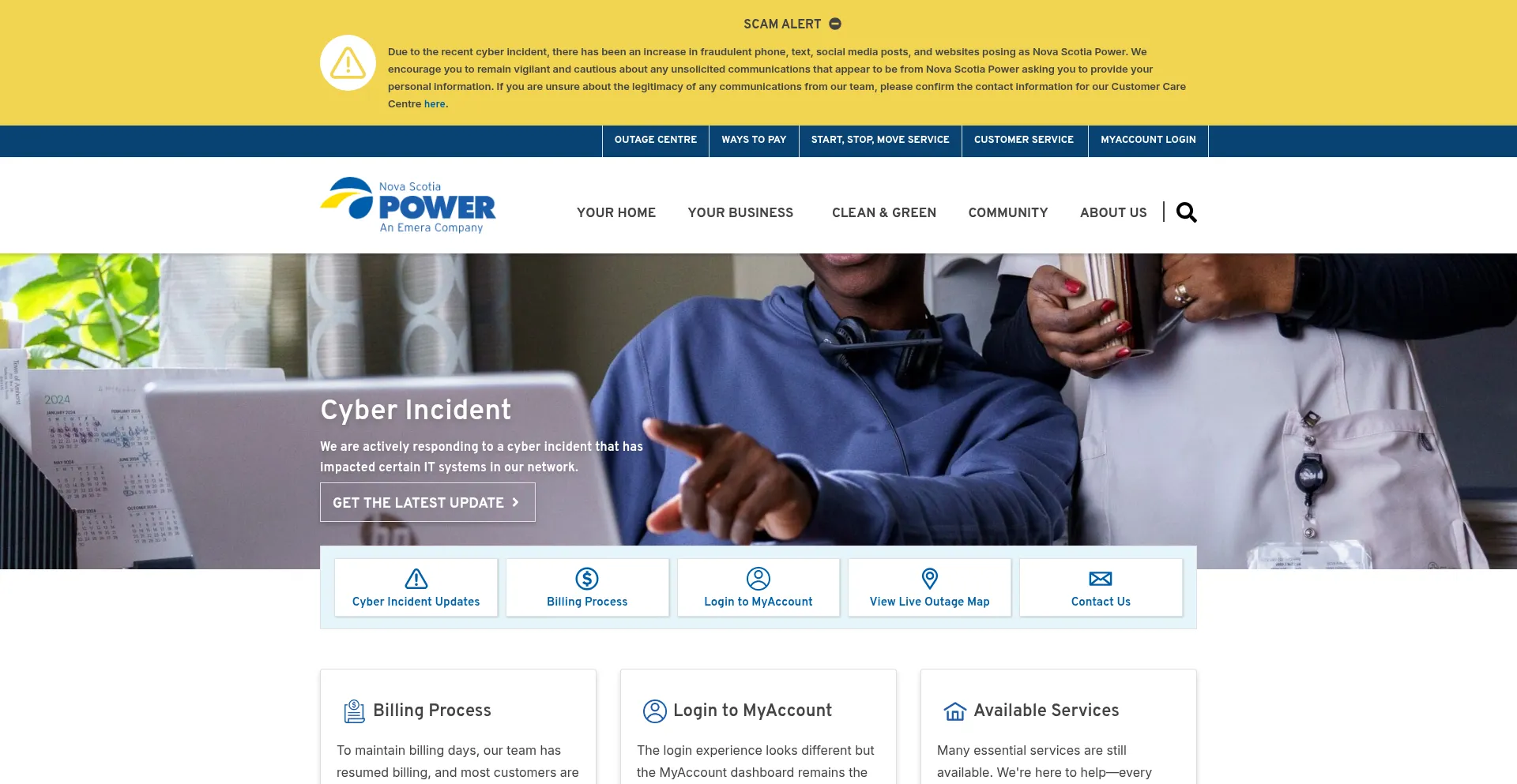 Website screenshot of Nspower.ca