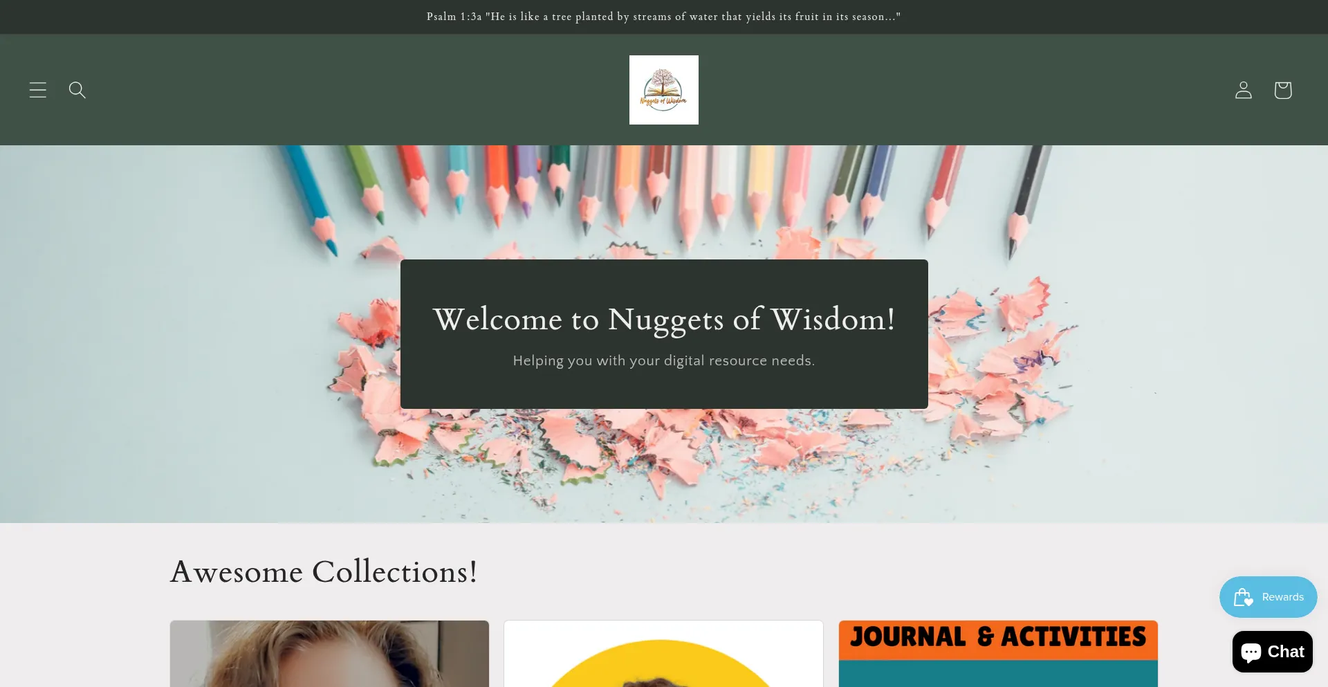 Website screenshot of Nuggets-of-wisdom.com