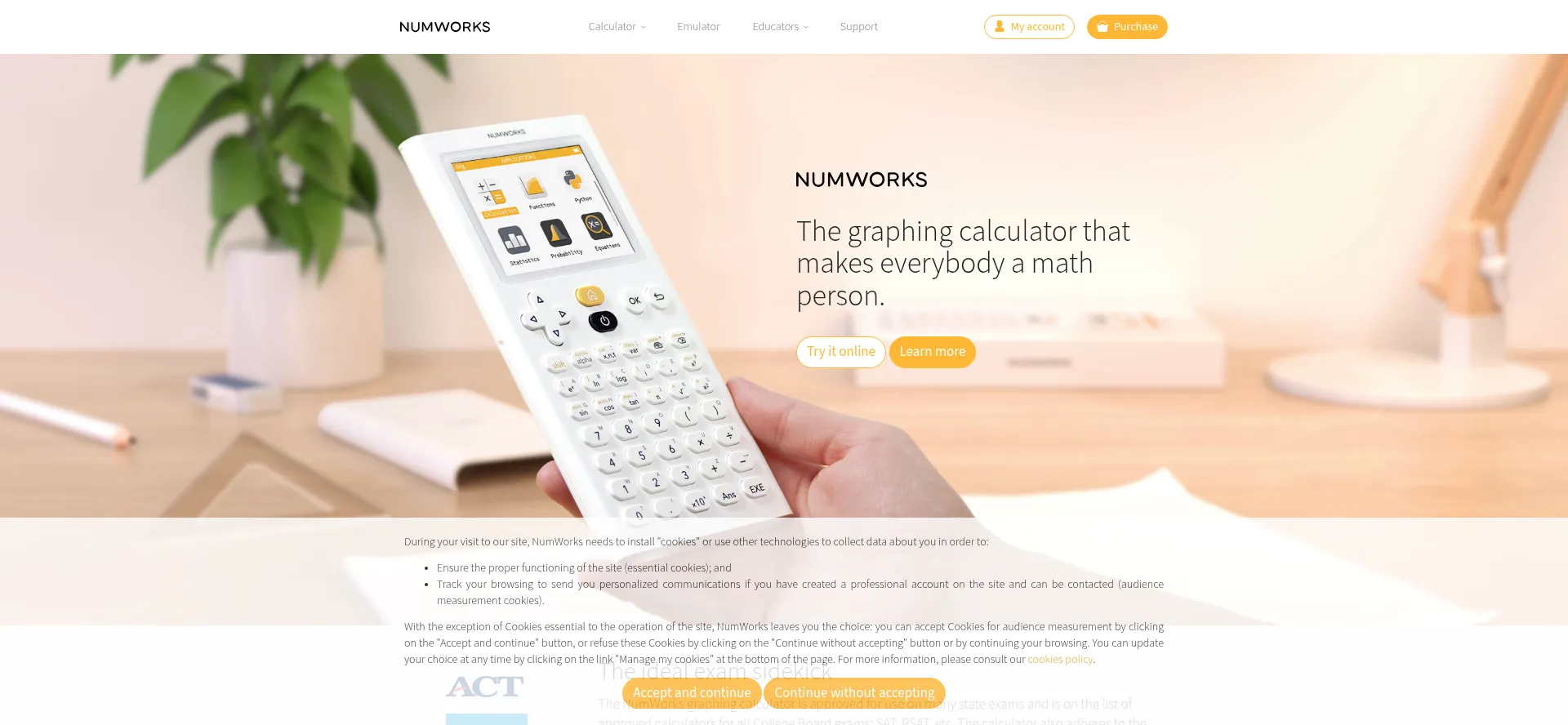 Website screenshot of Numworks.com