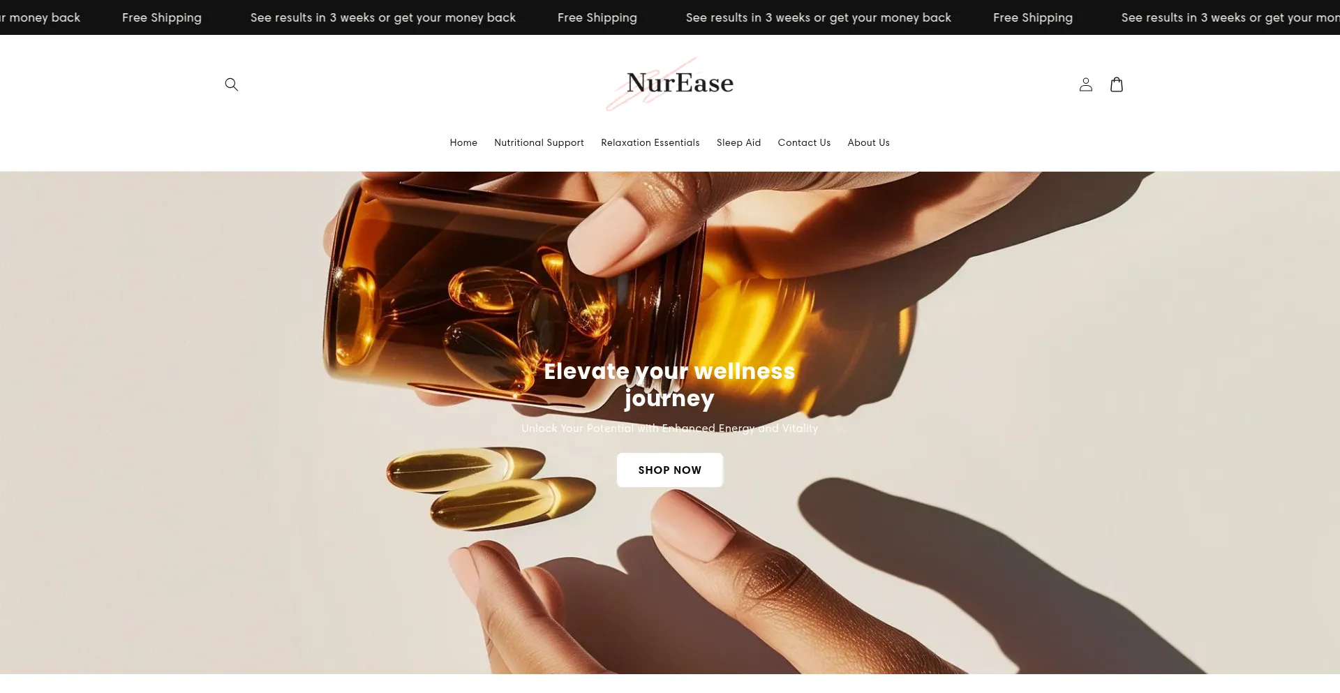 Website screenshot of Nurease.com