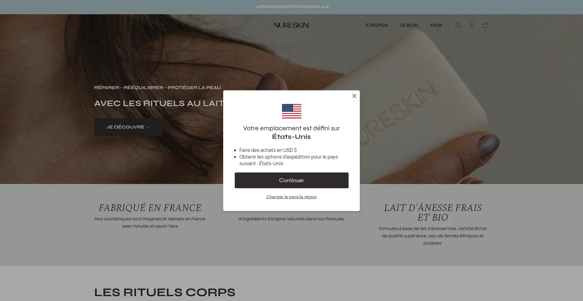 Website screenshot of Nureskin.fr