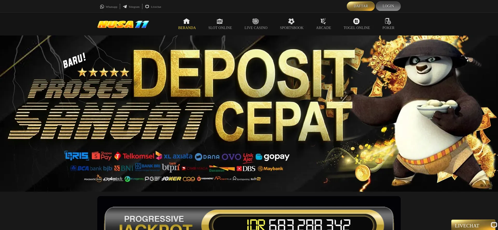 Website screenshot of Nusa11.net