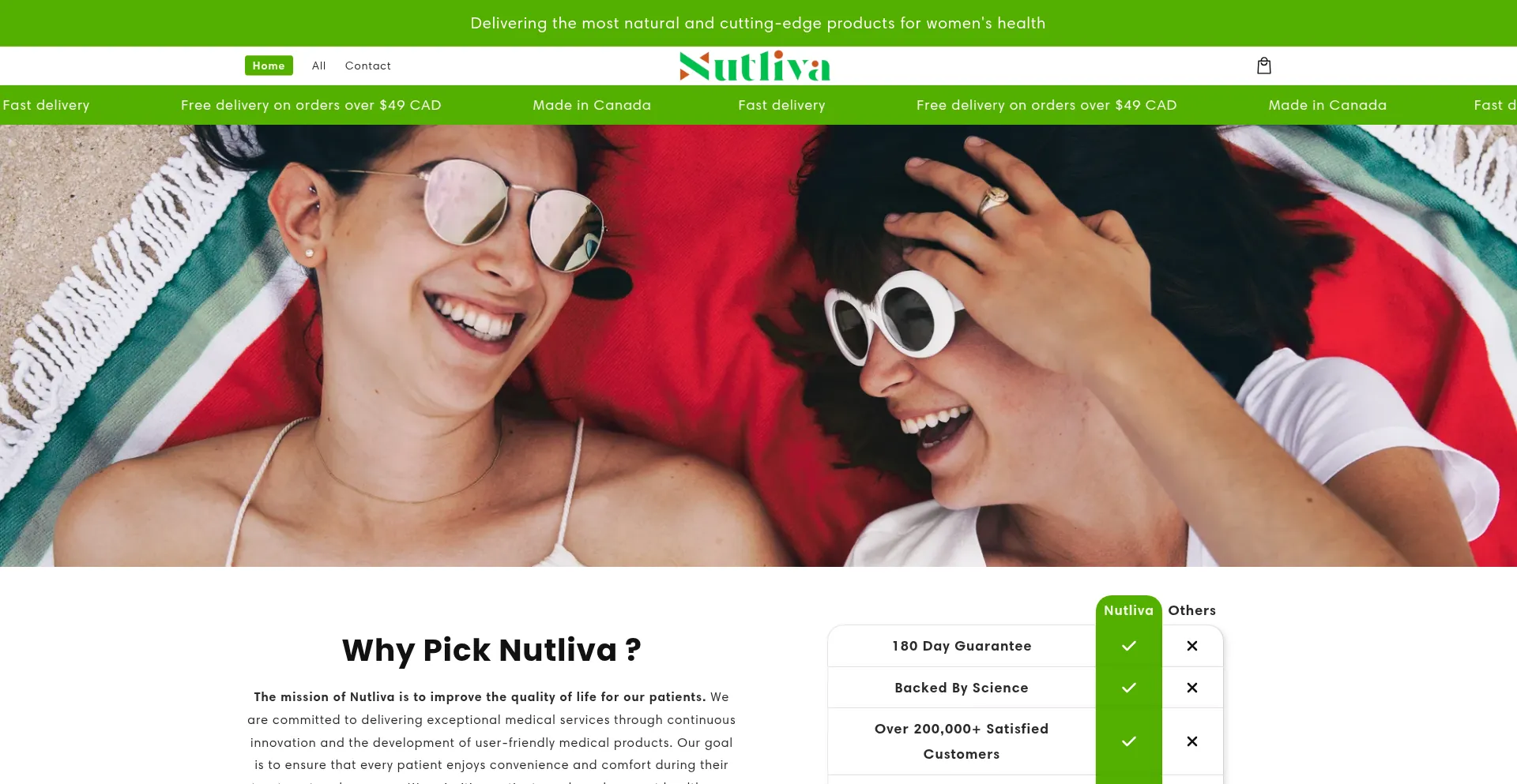 Website screenshot of Nutliva.com