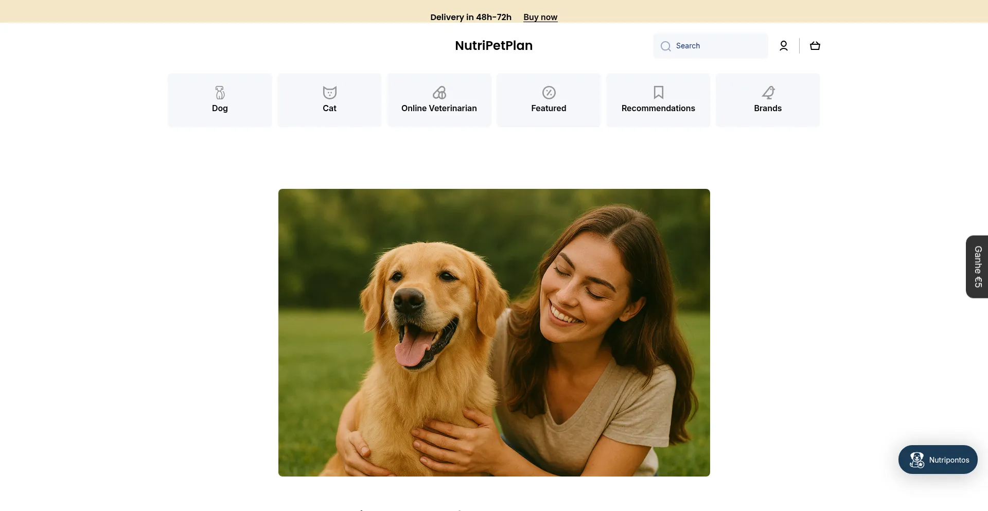 Website screenshot of Nutripetplan.com