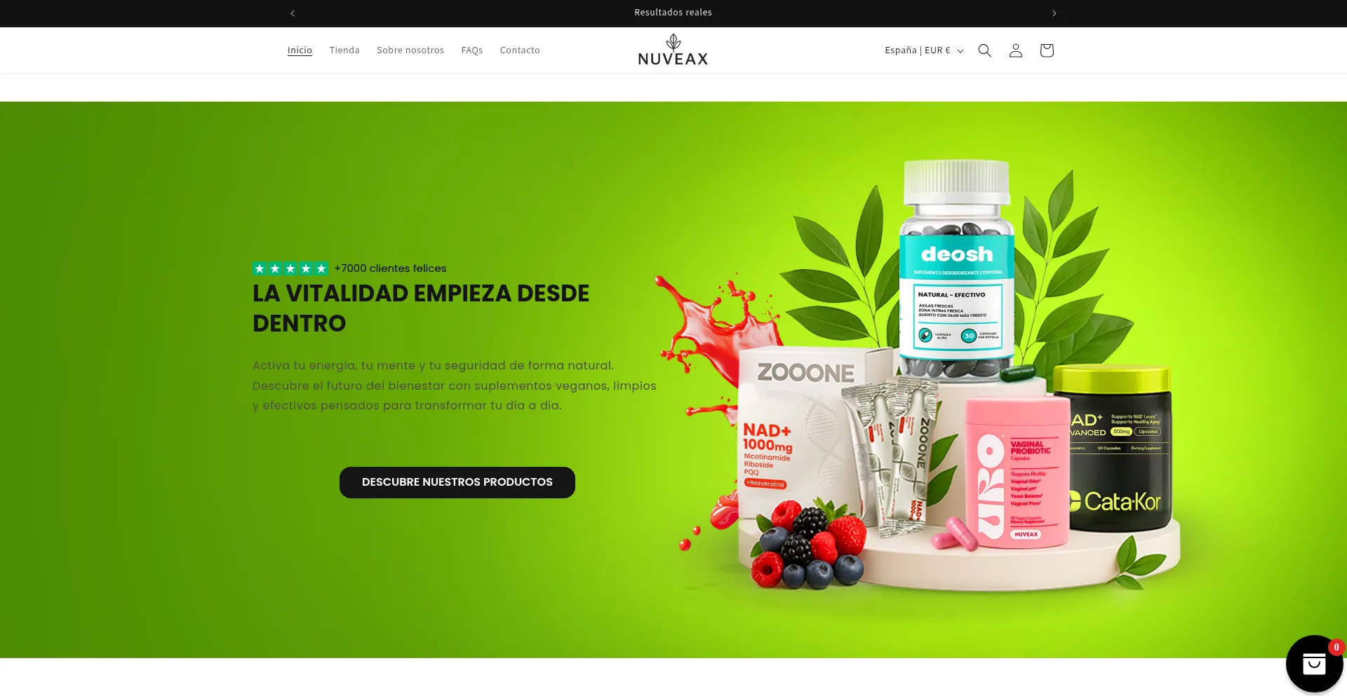Website screenshot of Nuveax.com