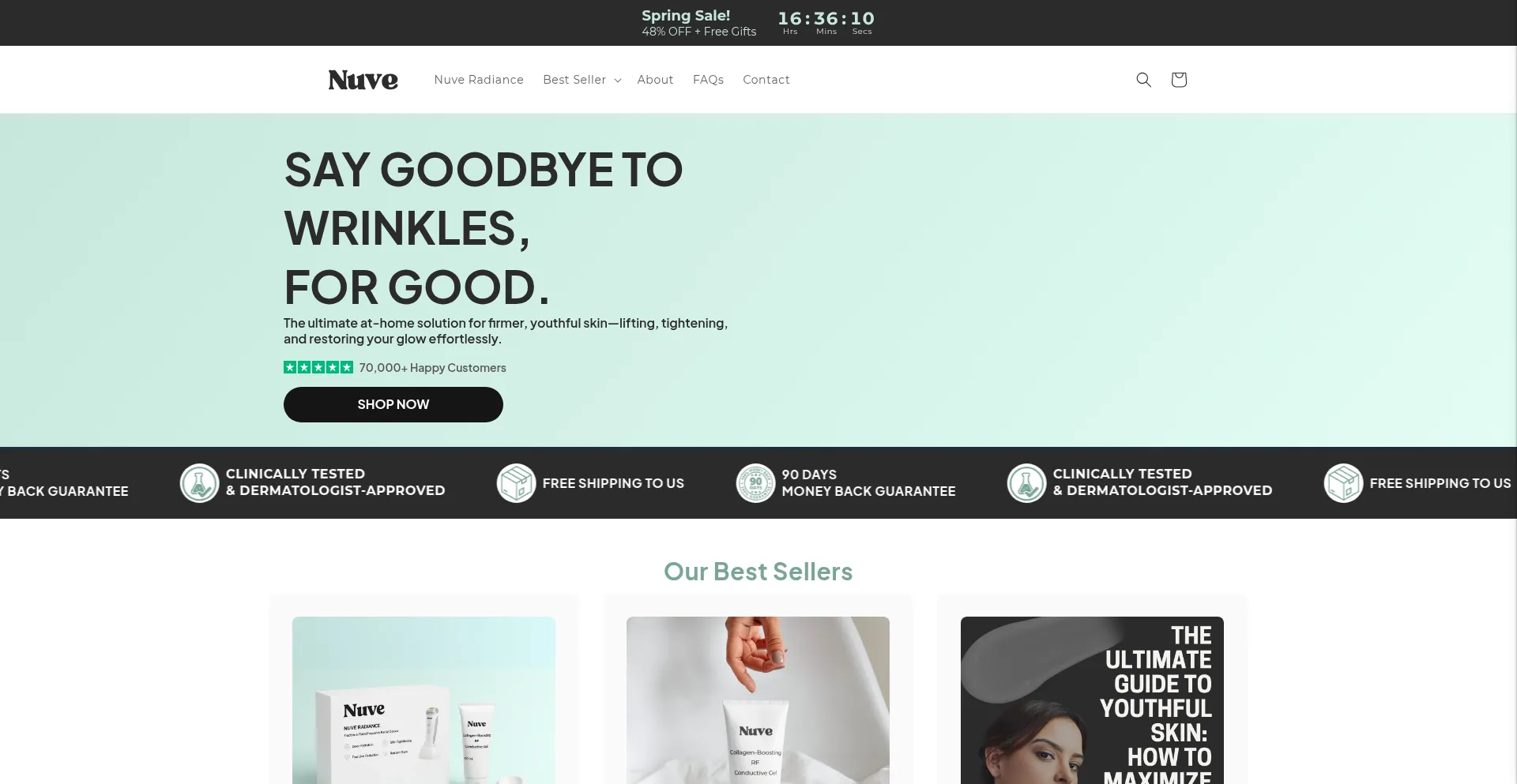 Website screenshot of Nuveglow.com