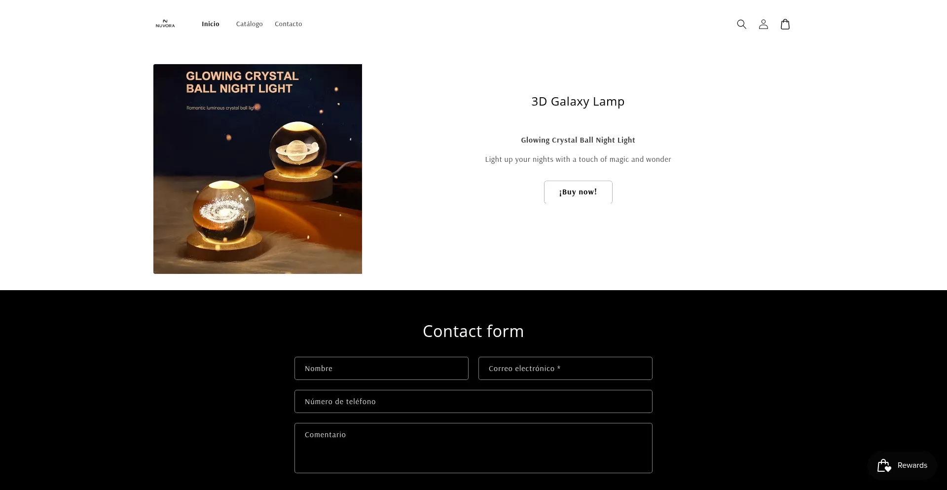 Website screenshot of Nuvoracentral.store