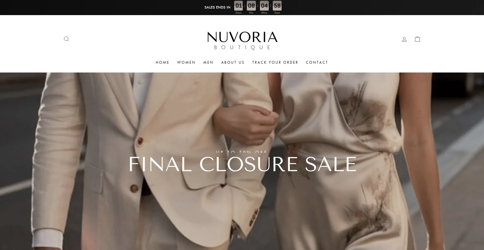 Website screenshot of Nuvoria-boutique.com