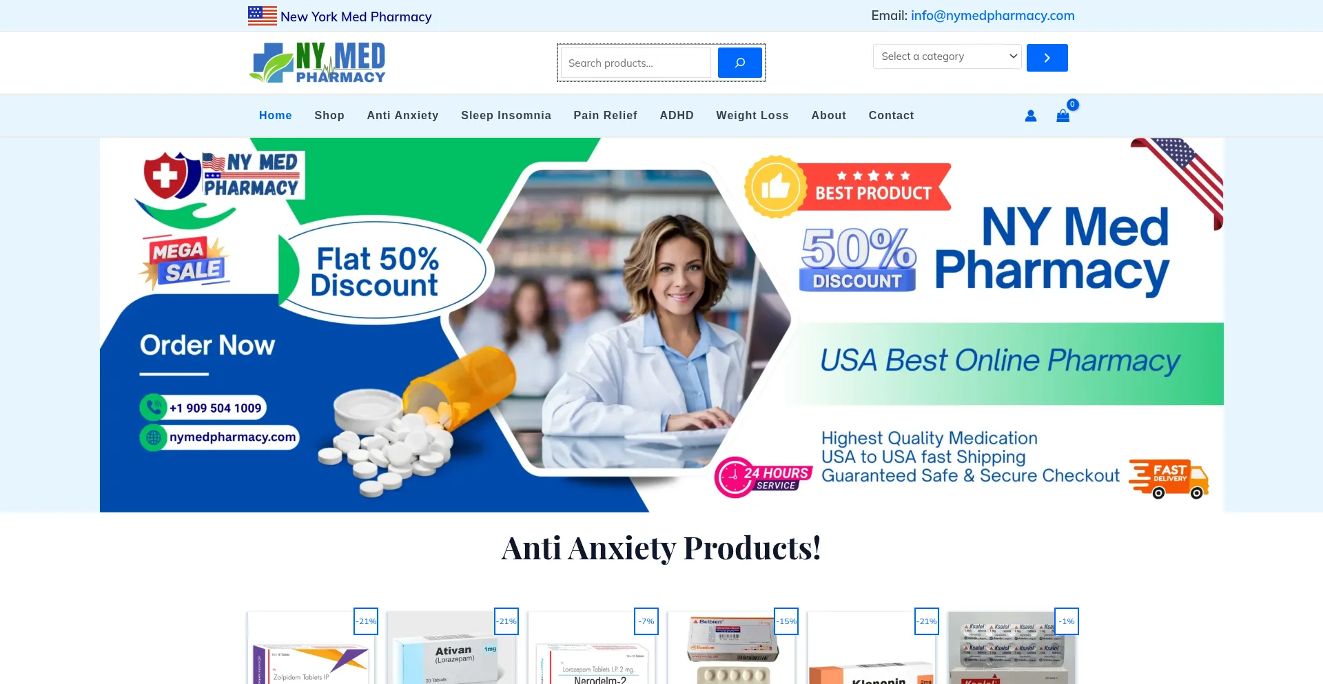 Website screenshot of Nymedpharmacy.com