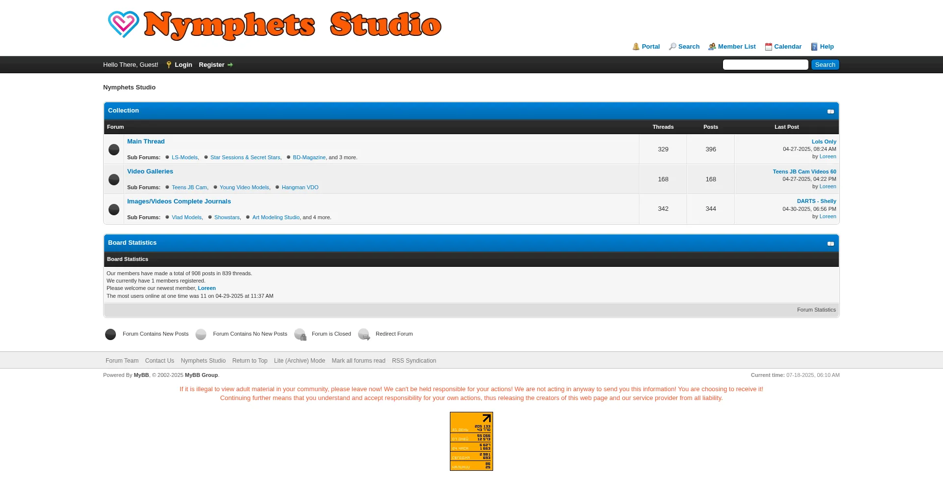 Website screenshot of Nymphets-studio.com