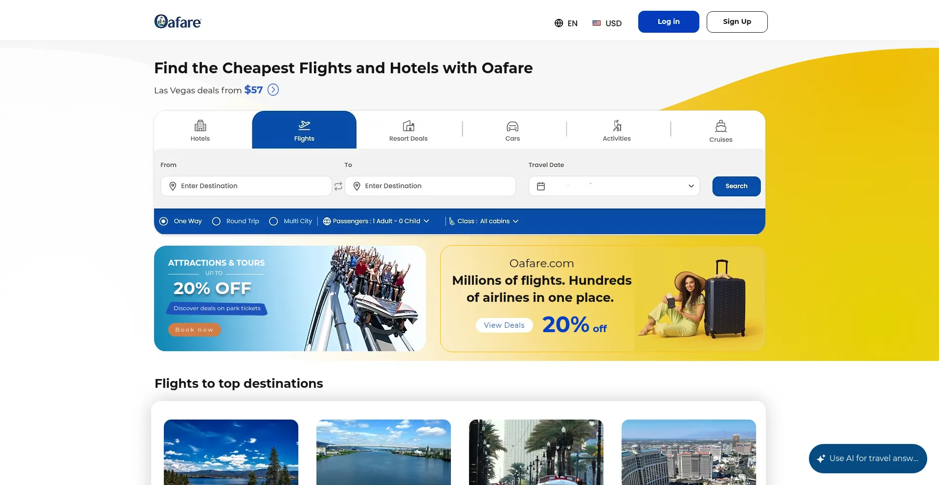 Website screenshot of Oafare.com