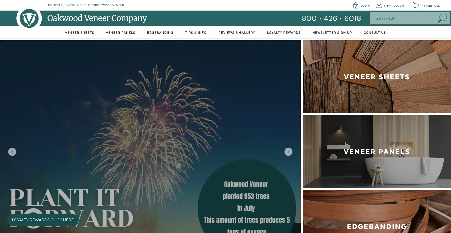 Website screenshot of Oakwoodveneer.com