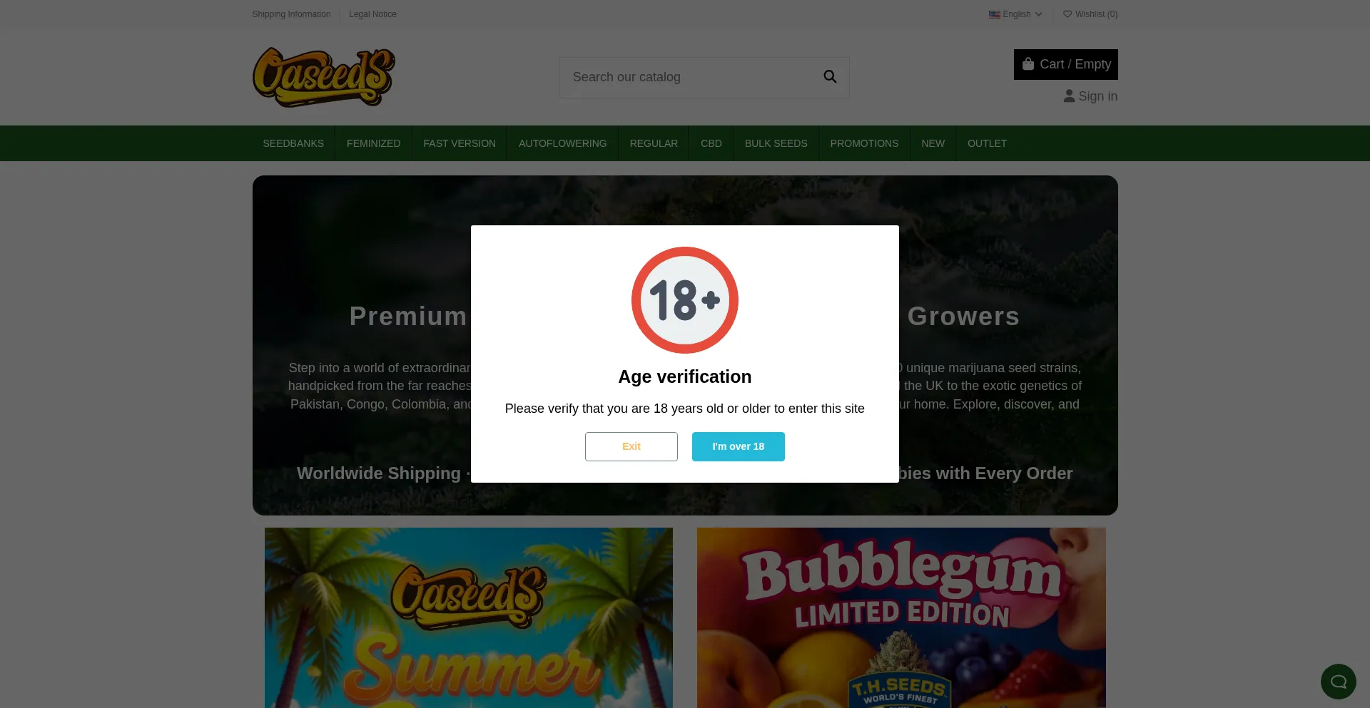 Website screenshot of Oaseeds.com