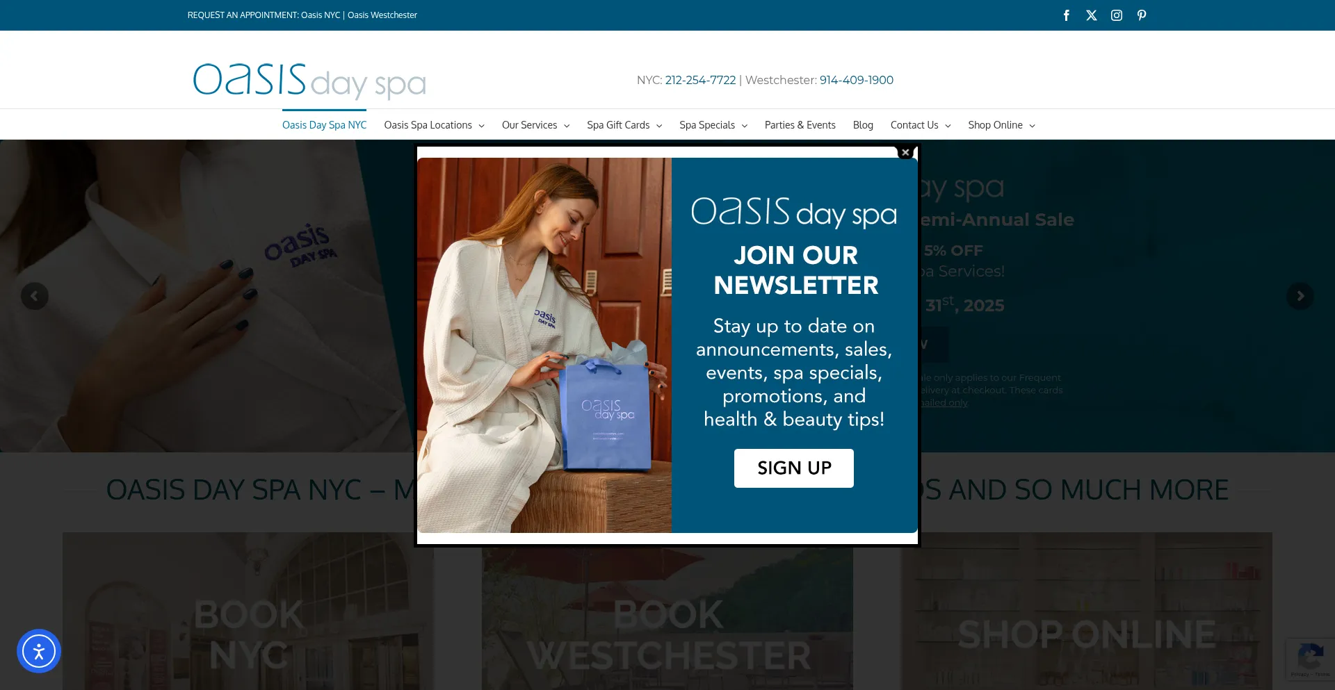 Website screenshot of Oasisdayspanyc.com