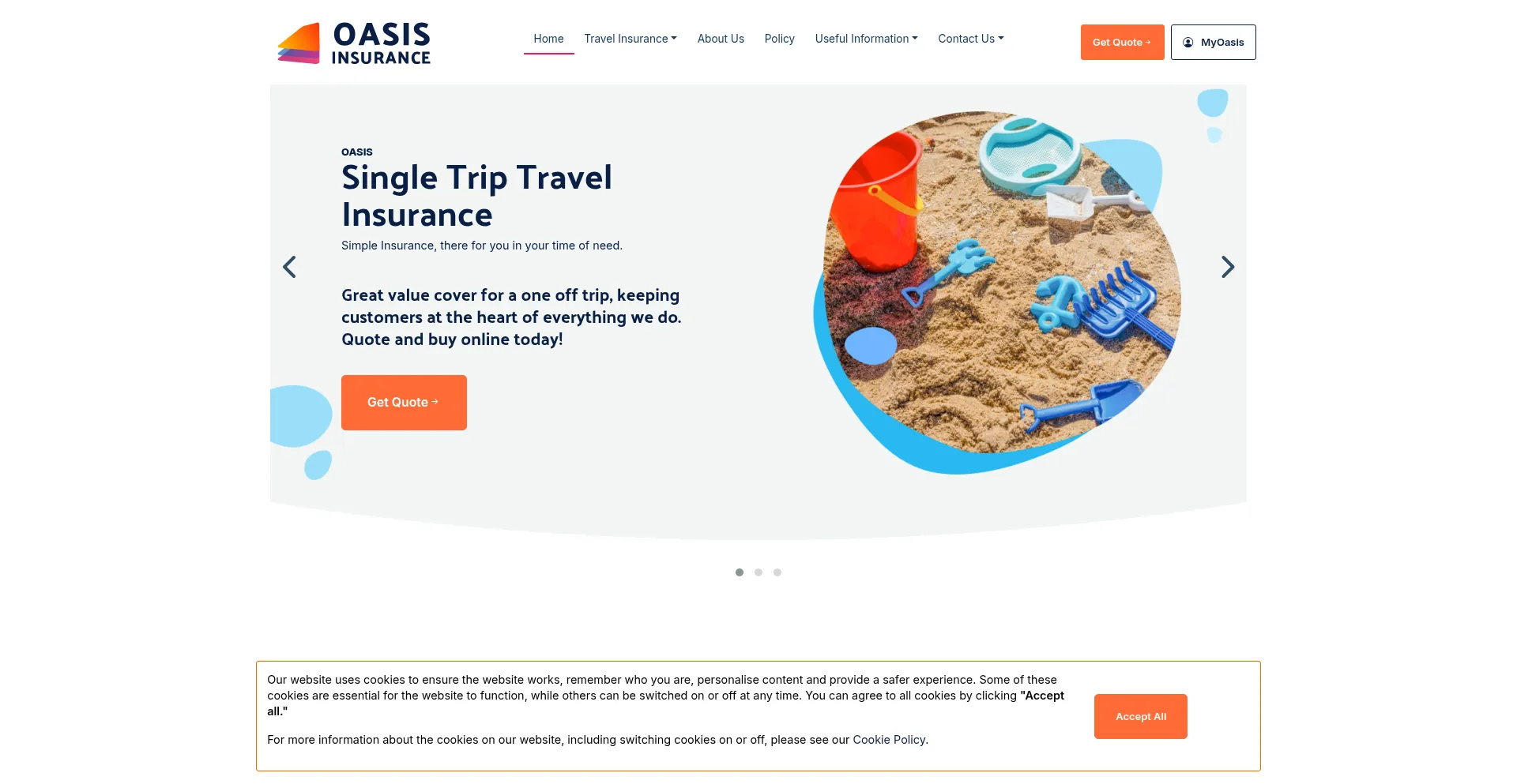 Website screenshot of Oasisinsurance.co.uk