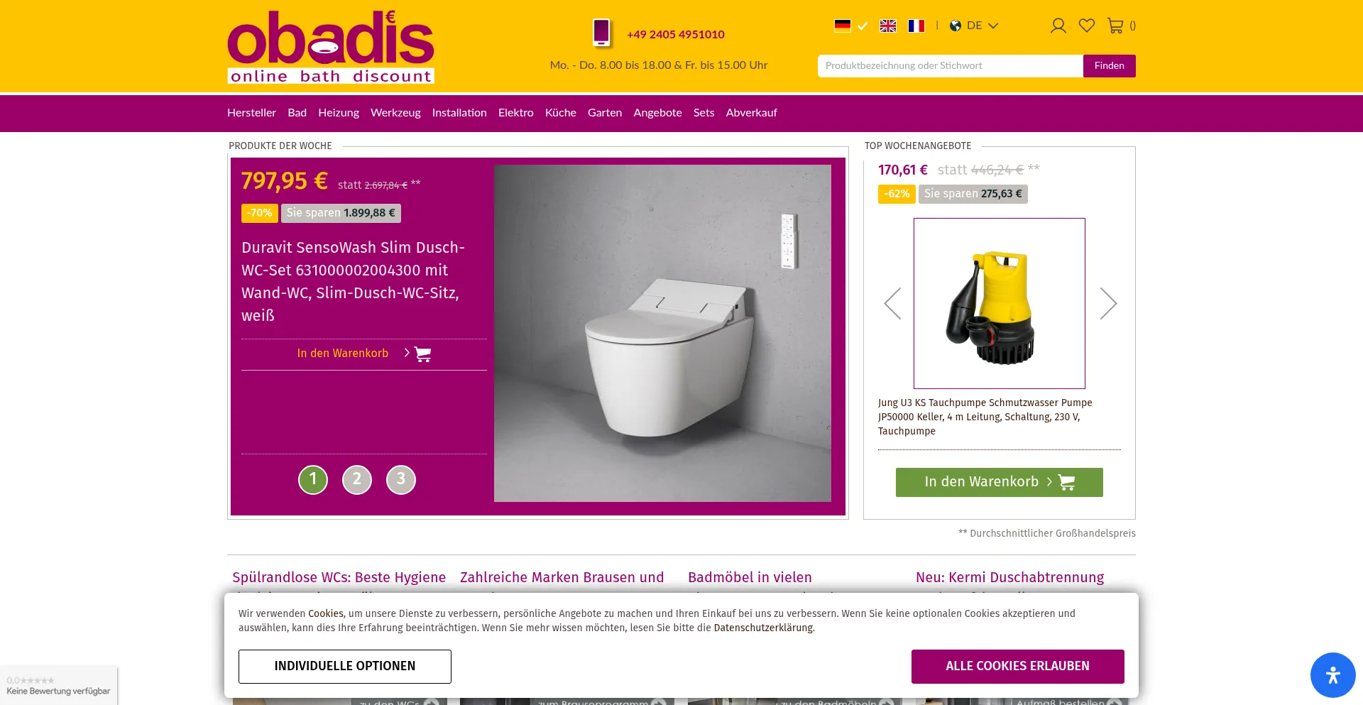Website screenshot of Obadis.com
