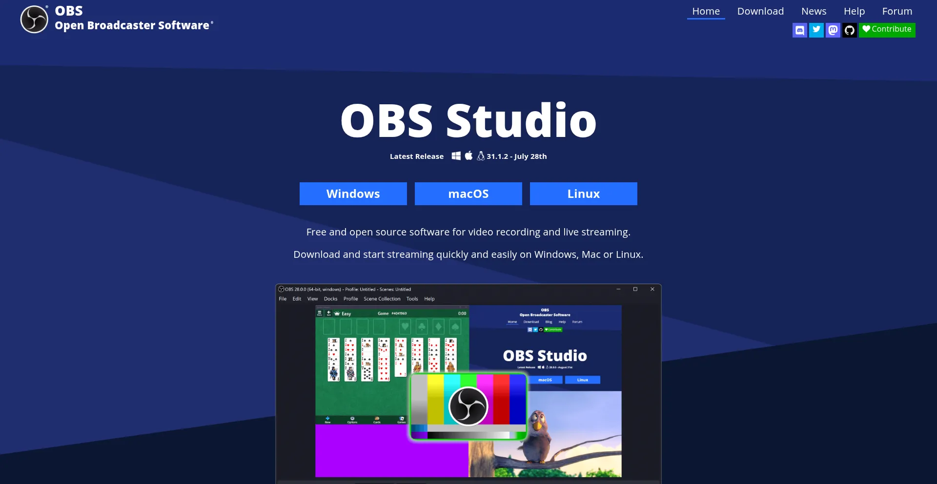 Website screenshot of Obsproject.com