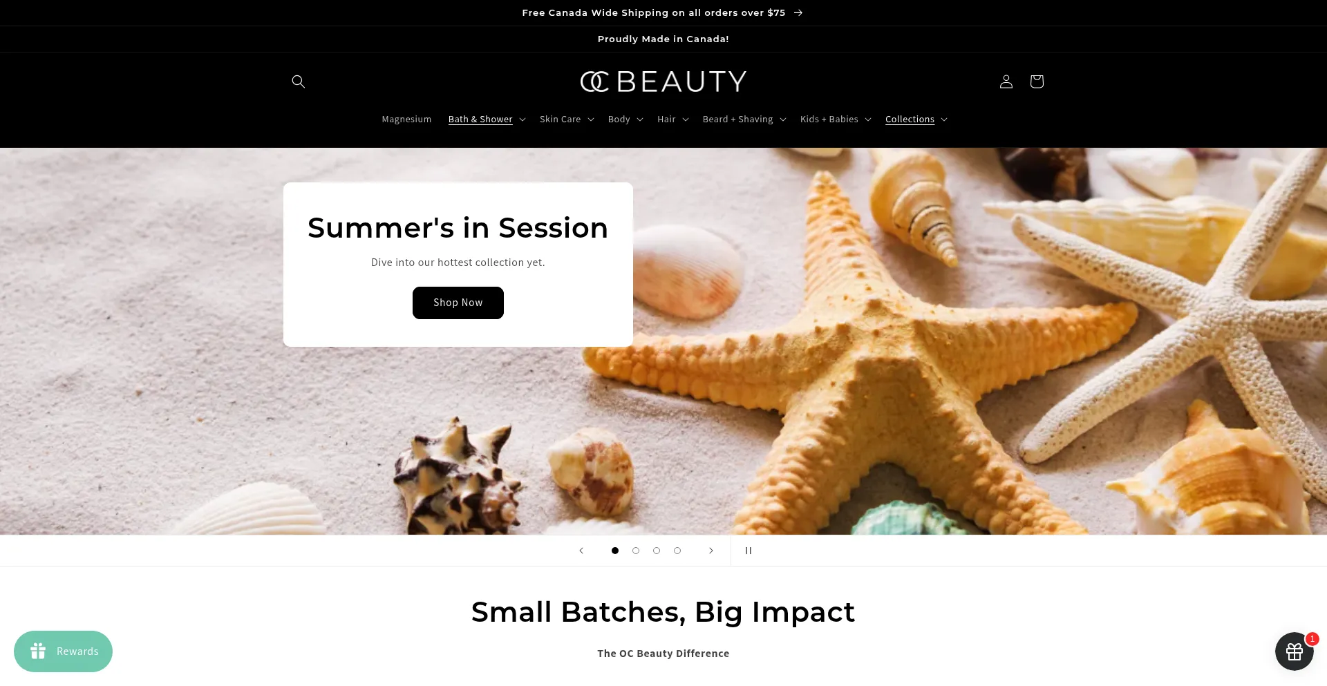 Website screenshot of Oc-beauty.ca