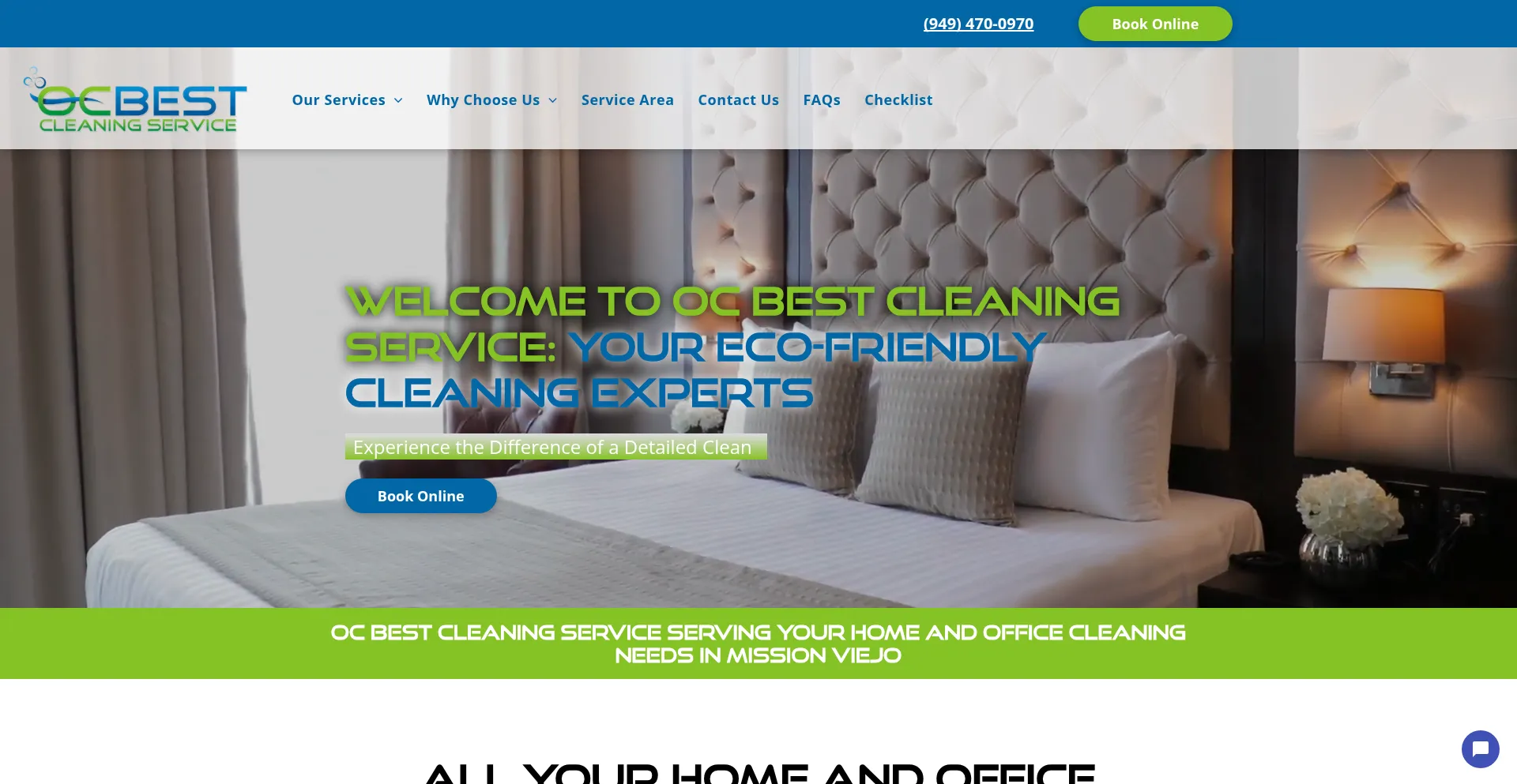 Website screenshot of Ocbestcleaning.com