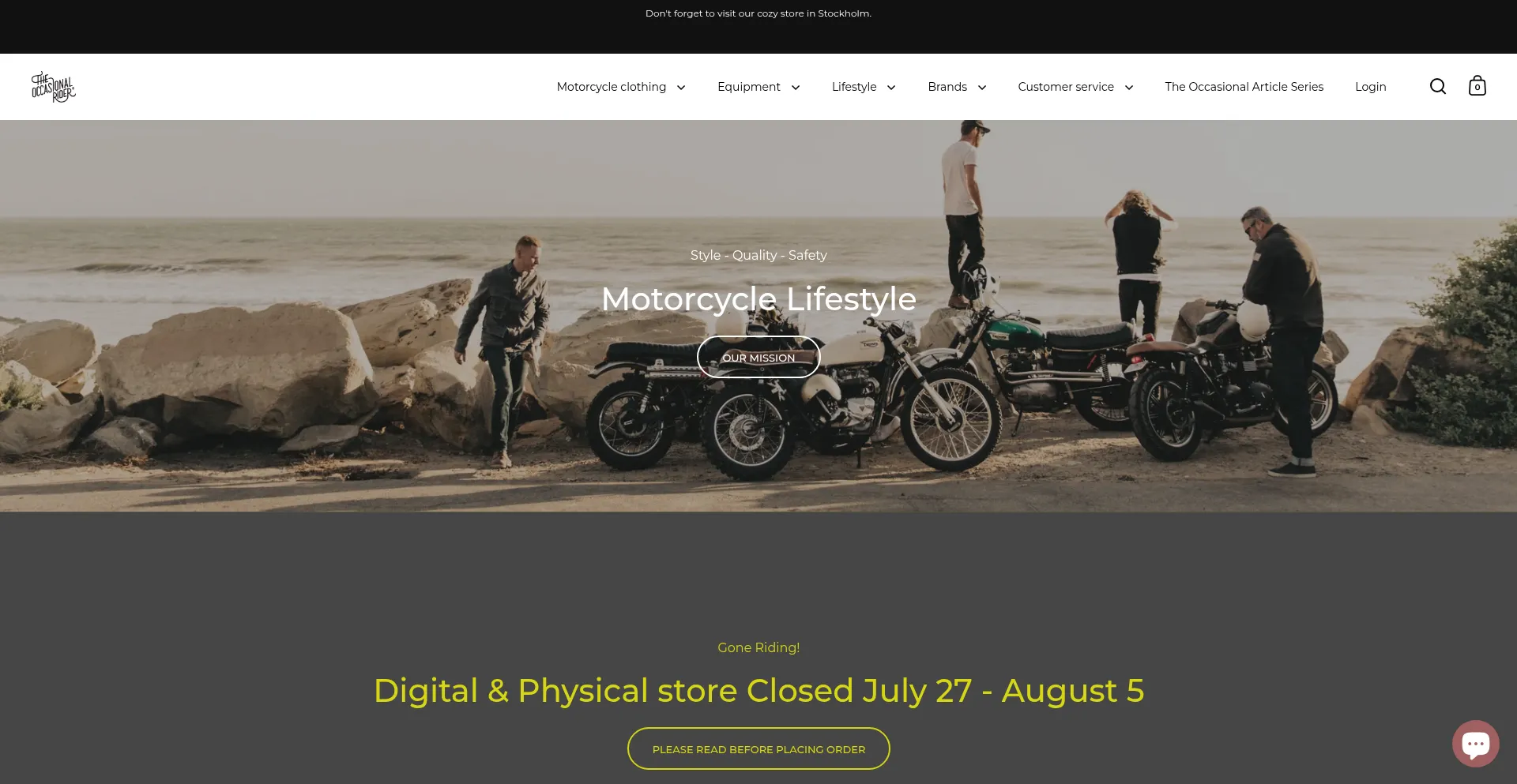 Website screenshot of Occasionalrider.com