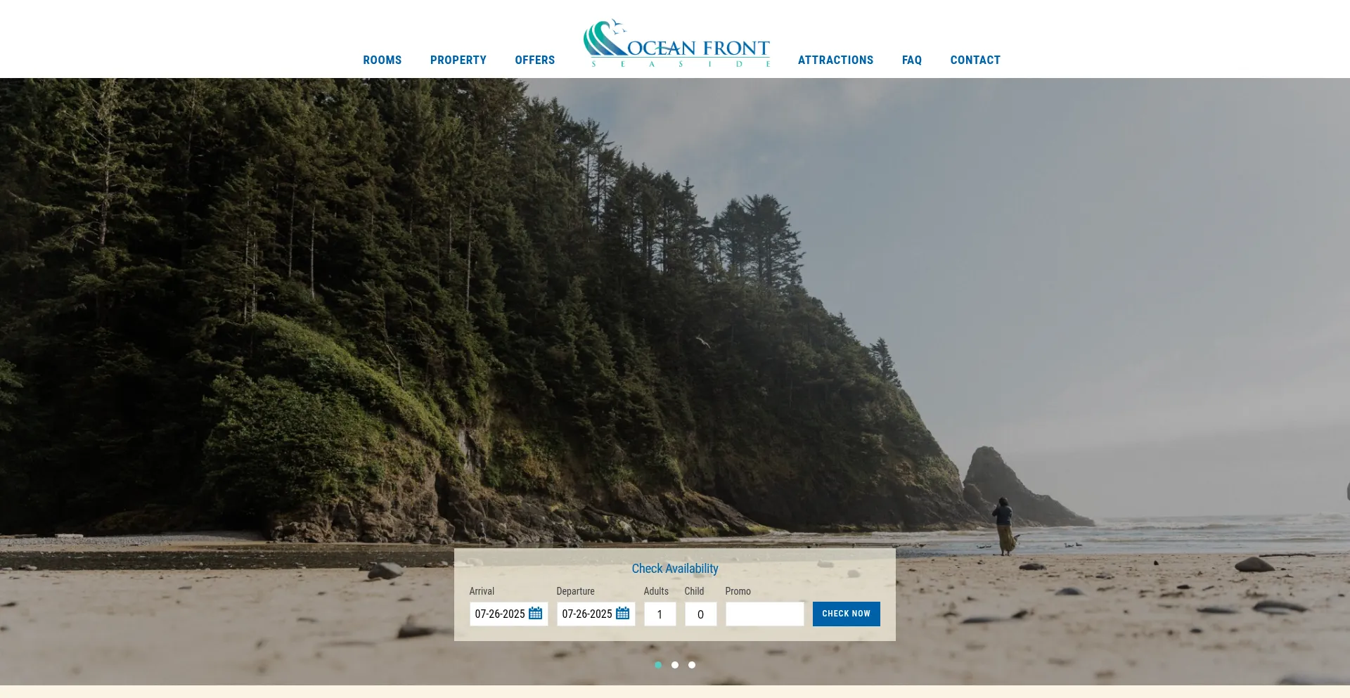 Website screenshot of Oceanfrontseaside.com