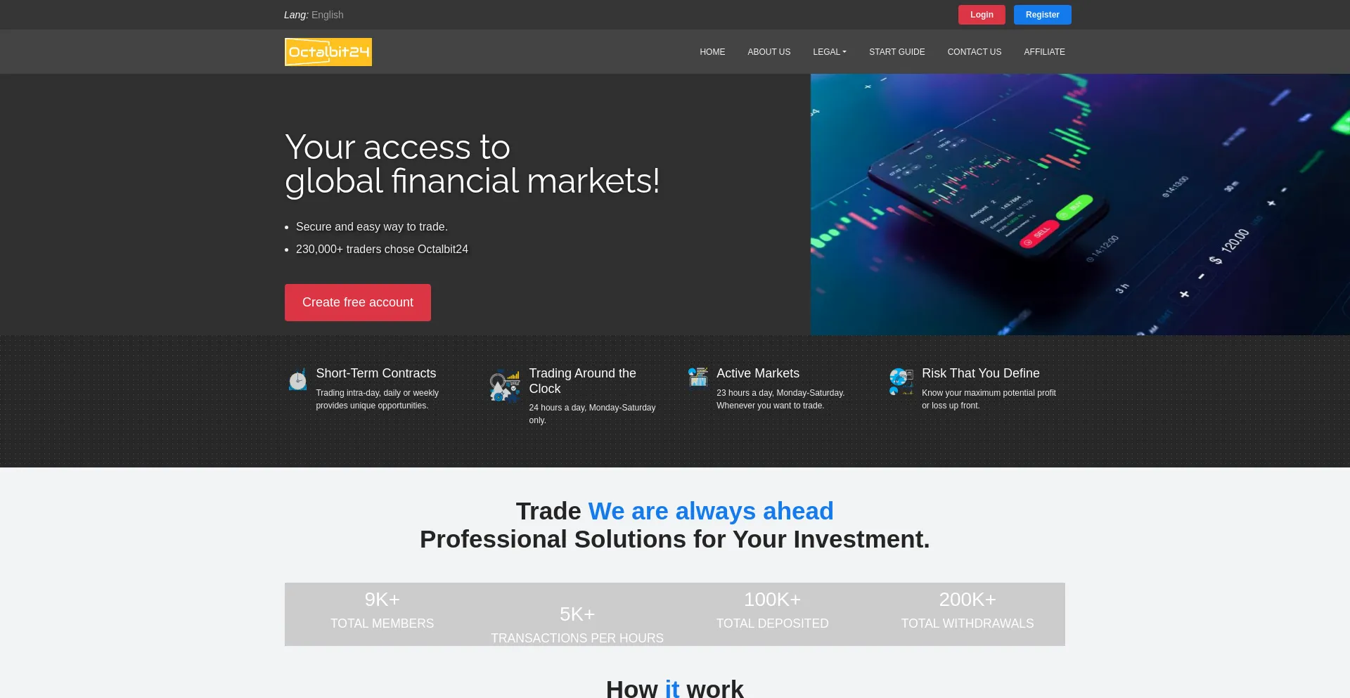 Website screenshot of Octalbit24.com