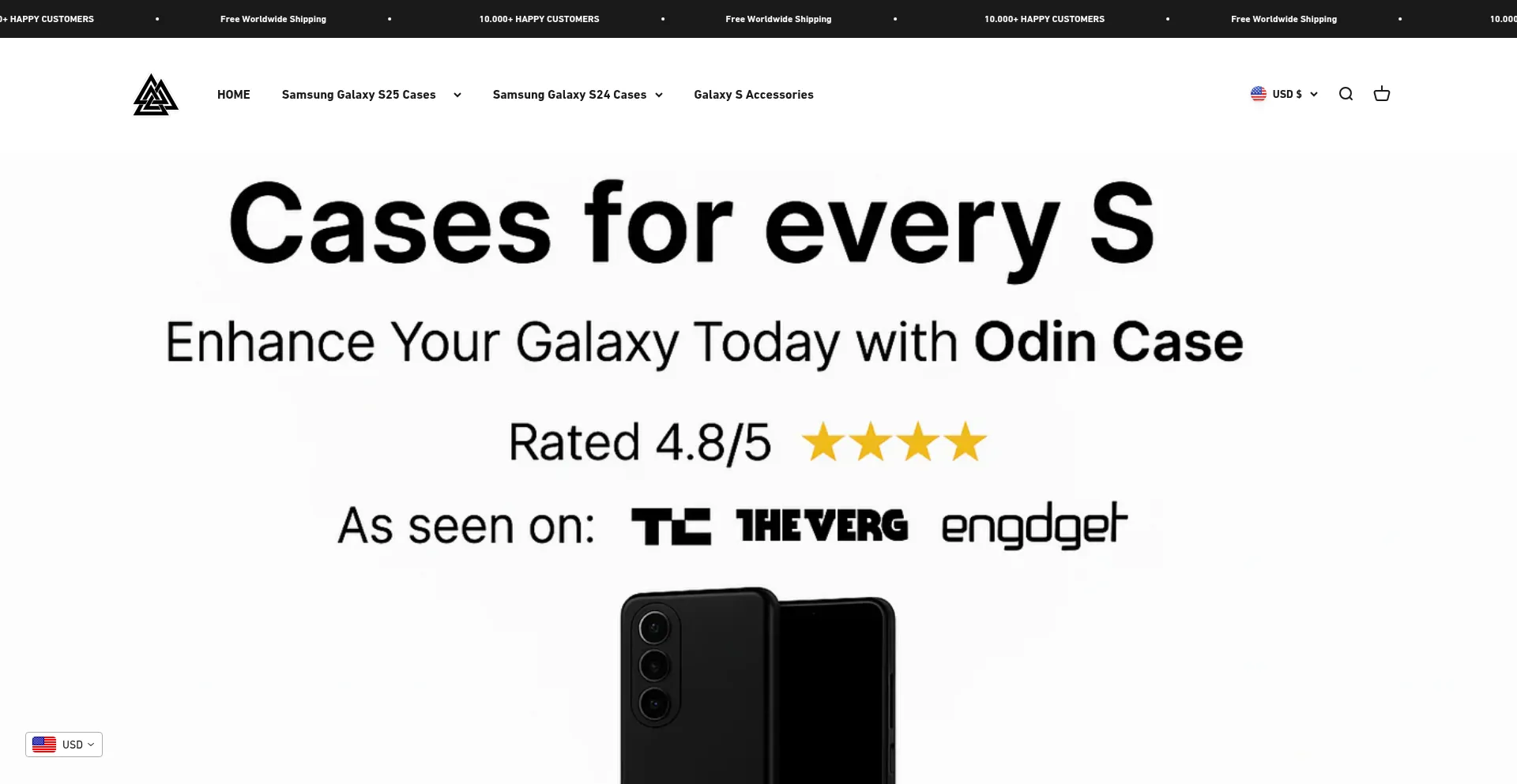 Website screenshot of Odincase.com