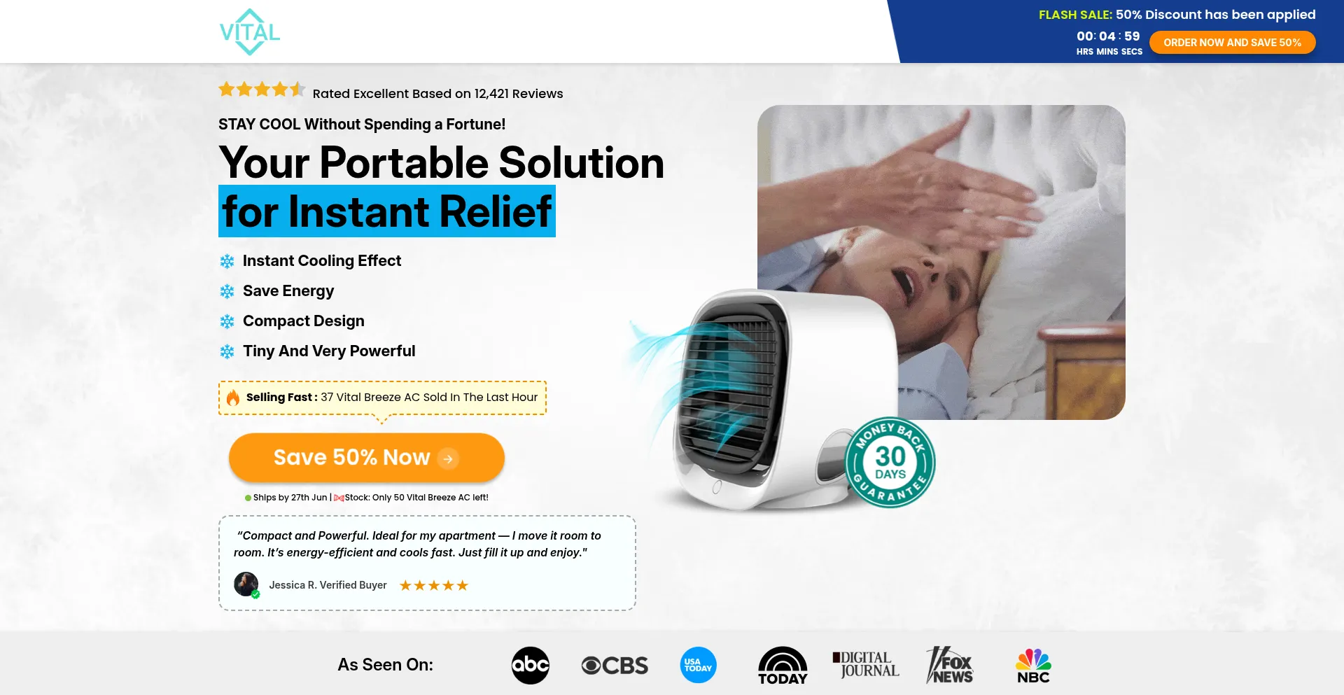 Website screenshot of Offer.buyvitalbreezeac.com