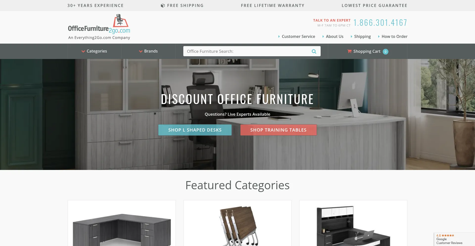 Website screenshot of Officefurniture2go.com