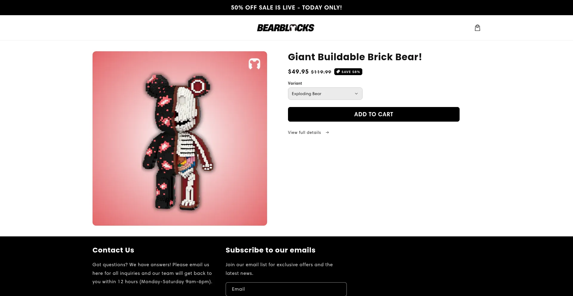Website screenshot of Officialbearblocks.com