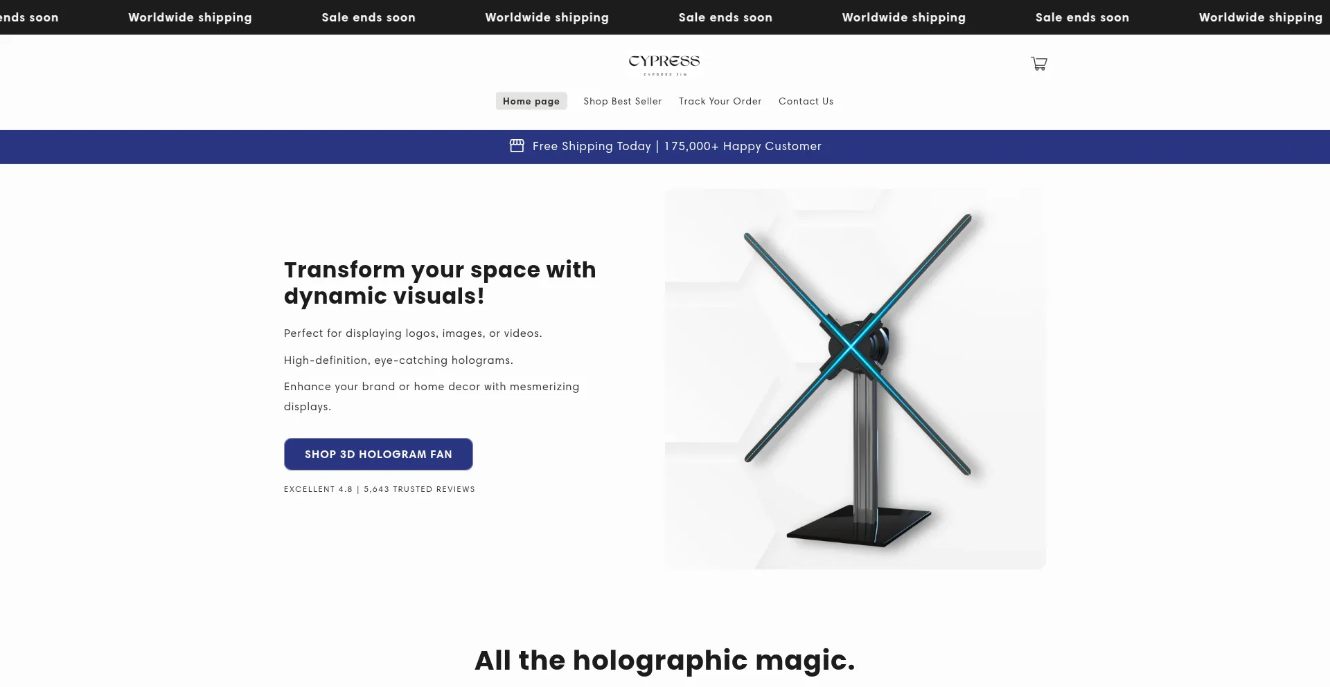 Website screenshot of Officialcypress.com