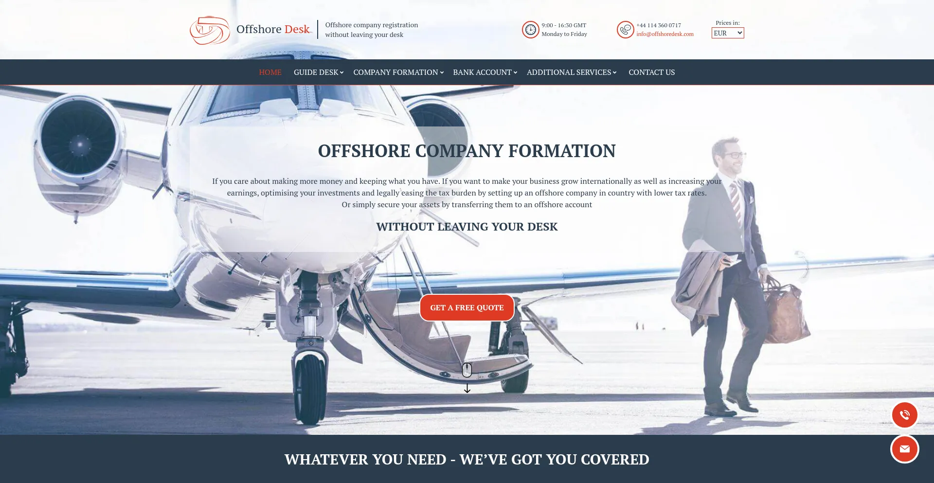 Website screenshot of Offshoredesk.com