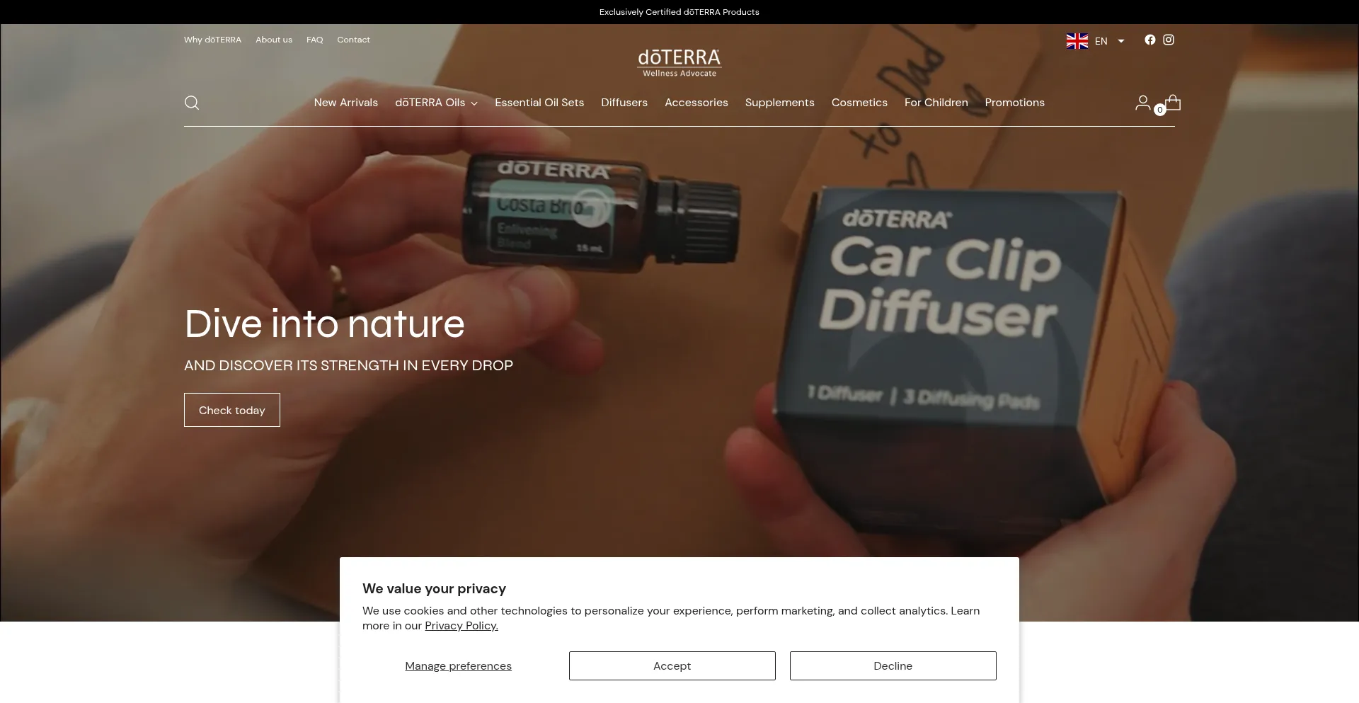 Website screenshot of Oils-natural.eu