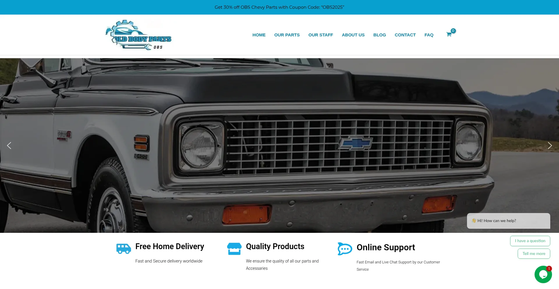Website screenshot of Oldbodyparts.com